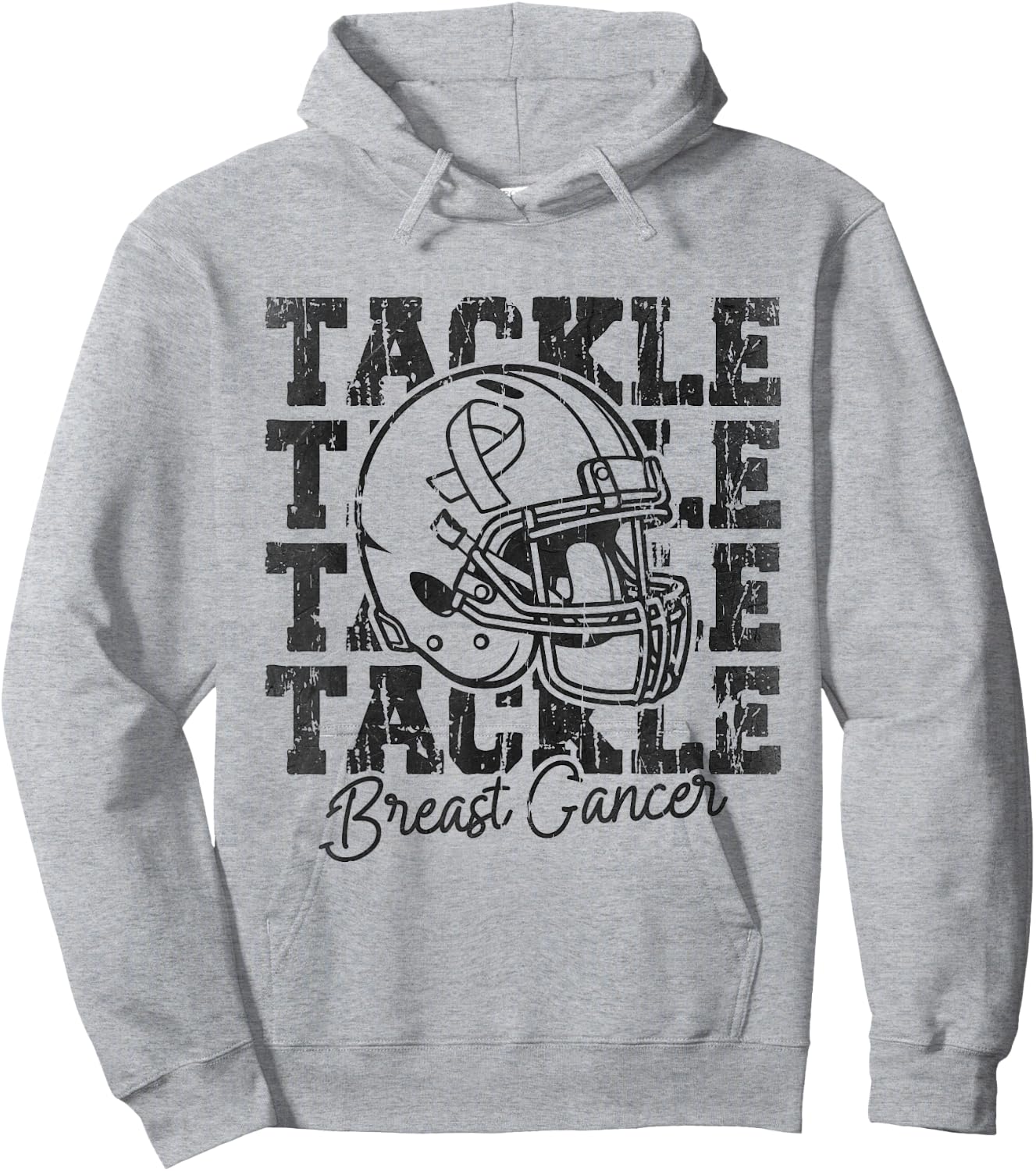 Tackle Football Pink Ribbon Breast Cancer Awareness Women Hoodie - Hoodie | Ash