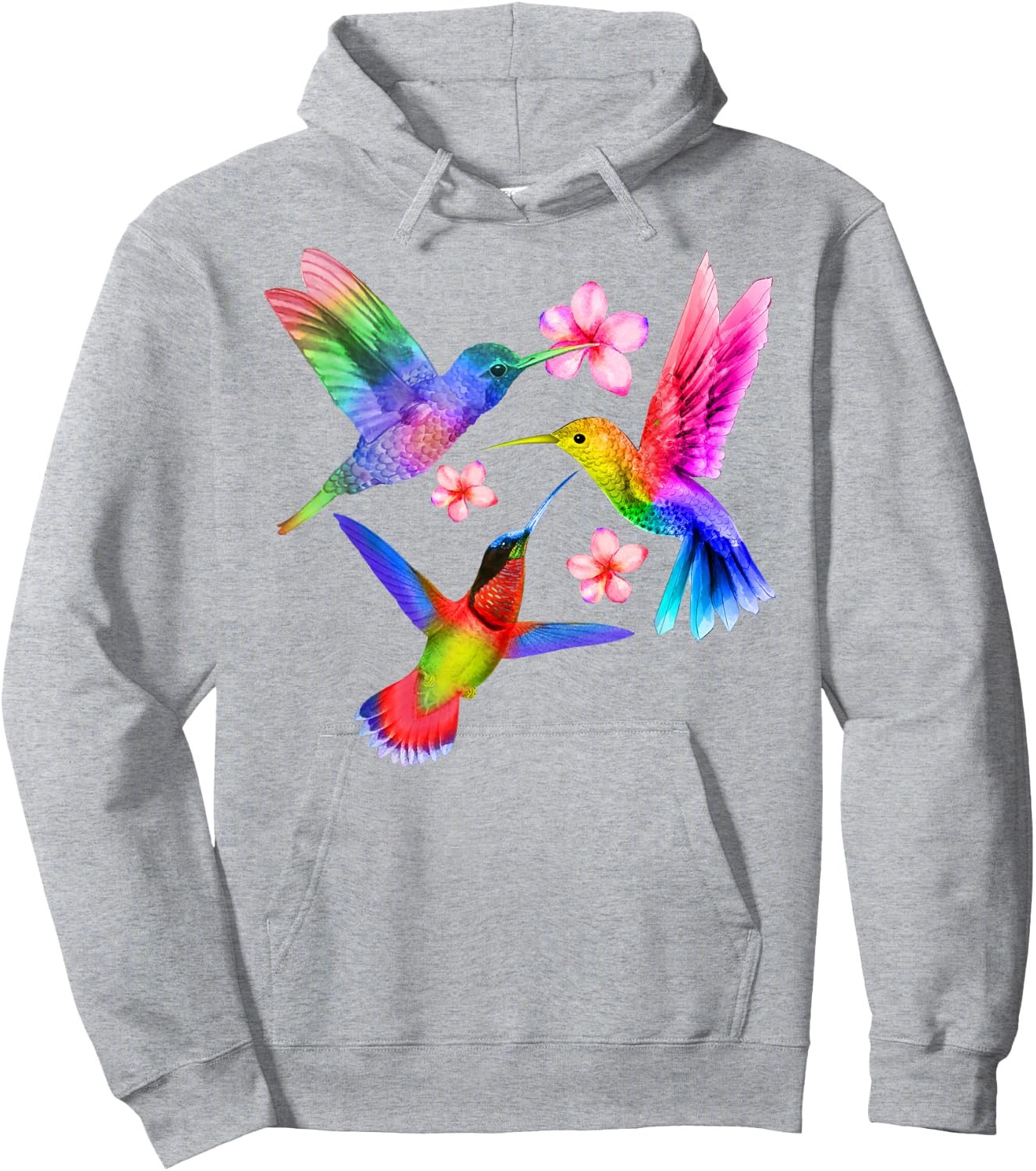 Rainbow Hummingbird Watercolor Colorful Bird Lover Gift Hoodie - Hoodie | Ash
