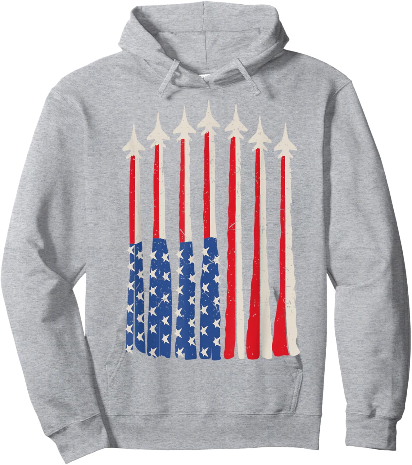 American Flag Fighter Jet Patriotic Toddler Boy 4th July USA Hoodie - Hoodie | Ash