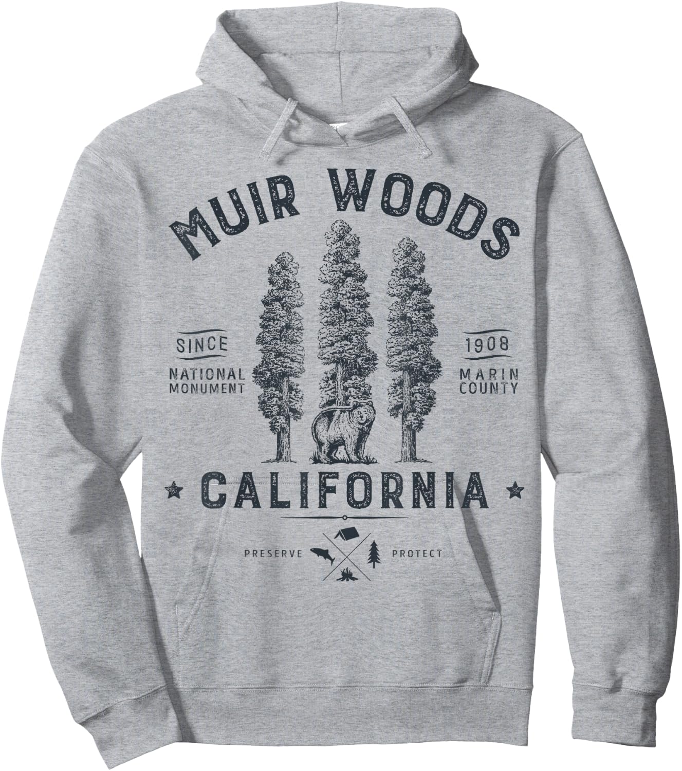 Muir Woods National Monument T Shirt California Redwood Park Hoodie - Hoodie | Ash