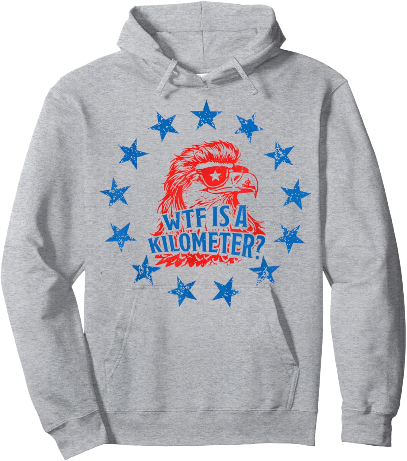 Mullet Eagle What The Heck is A Kilometer Funny 4th of July Hoodie - Hoodie | Ash