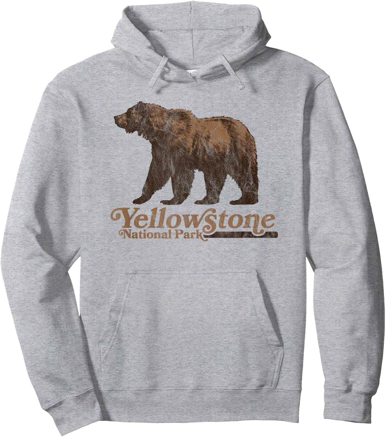 Vintage Yellowstone National Park Retro Grizzly Bear Hoodie - Hoodie | Ash