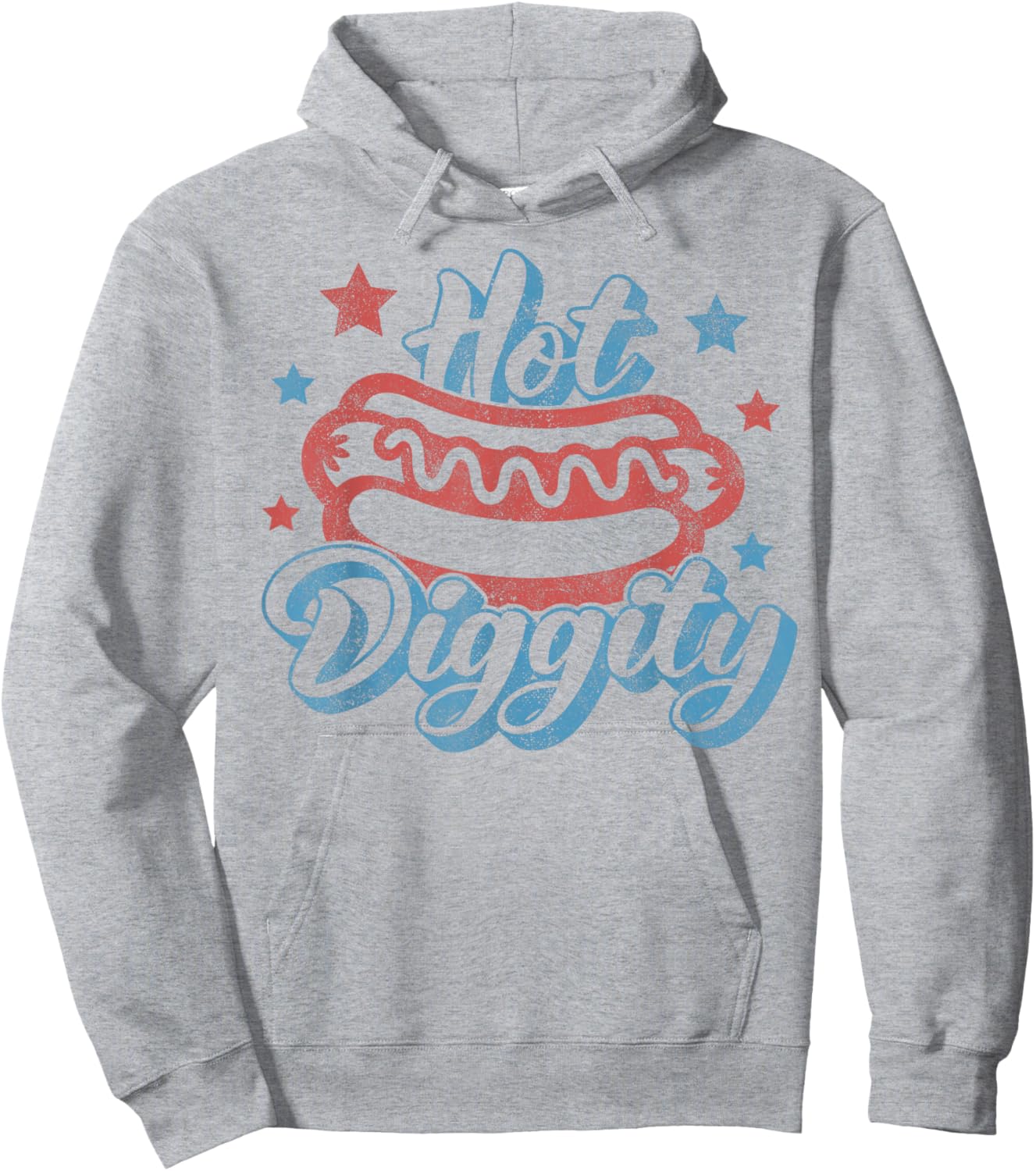 American Hot Diggity Hotdog BBQ 4th of July USA Hot Dog Hoodie - Hoodie | Ash