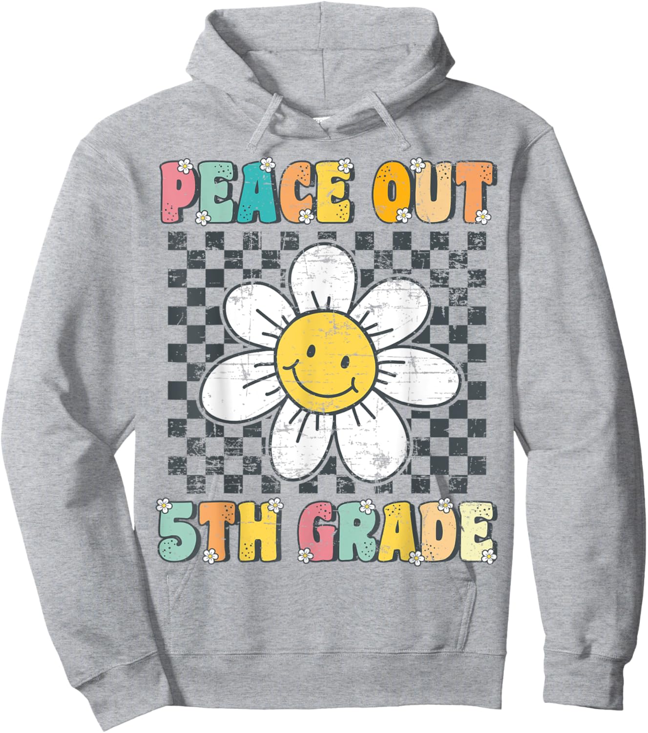 Peace Out 5th Grade Retro Groovy Last Day of Fifth Grade Hoodie - Hoodie | Ash