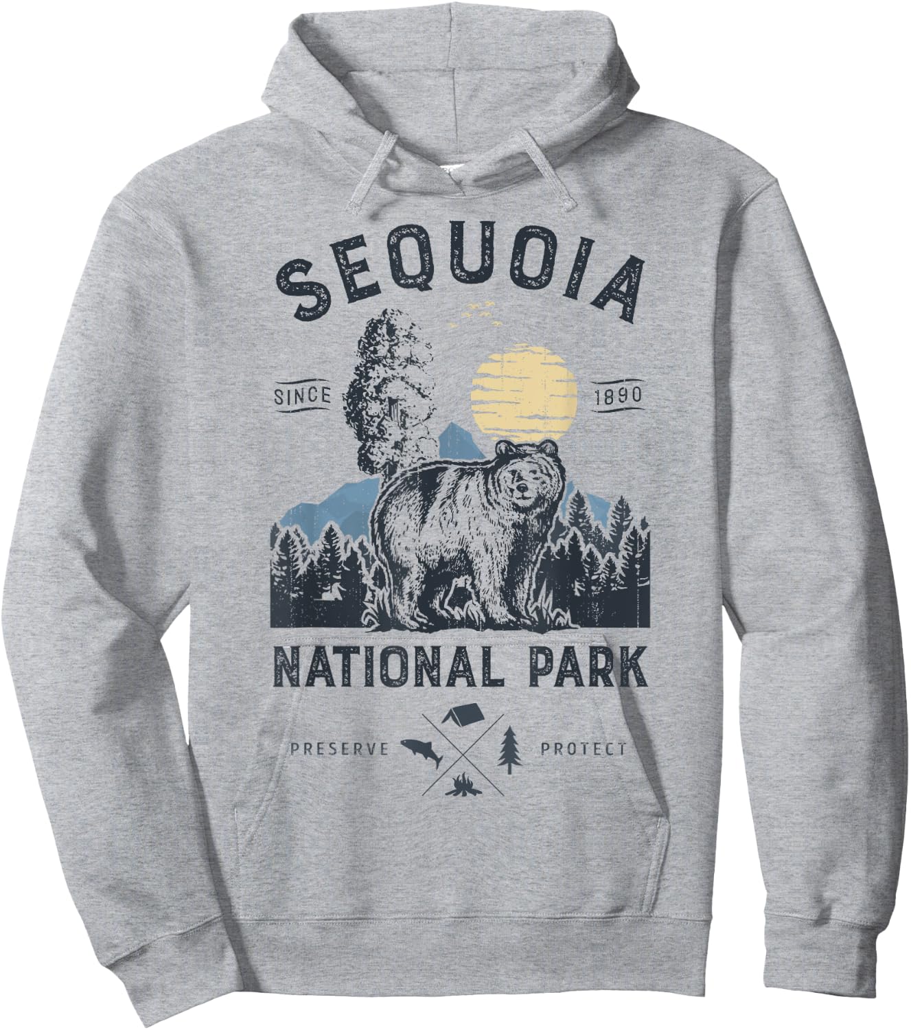 Sequoia National Park T Shirt Vintage California Bear Gifts Hoodie - Hoodie | Ash