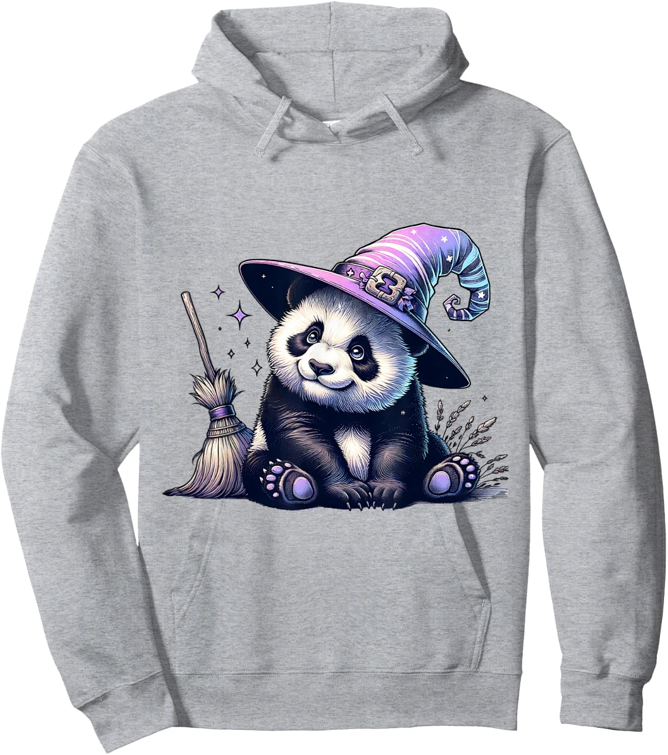 Halloween Panda Funny Panda Lover Witch Hat Costume Hoodie - Hoodie | Ash