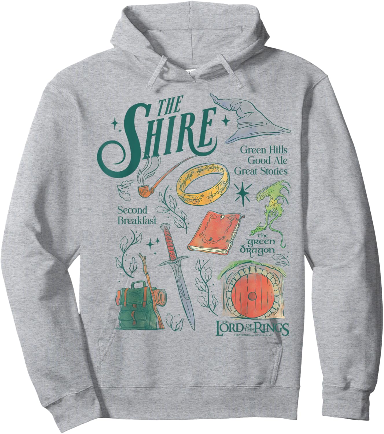 The Lord of the Rings The Shire Green Hills Good Ale Icons Hoodie - Hoodie | Ash