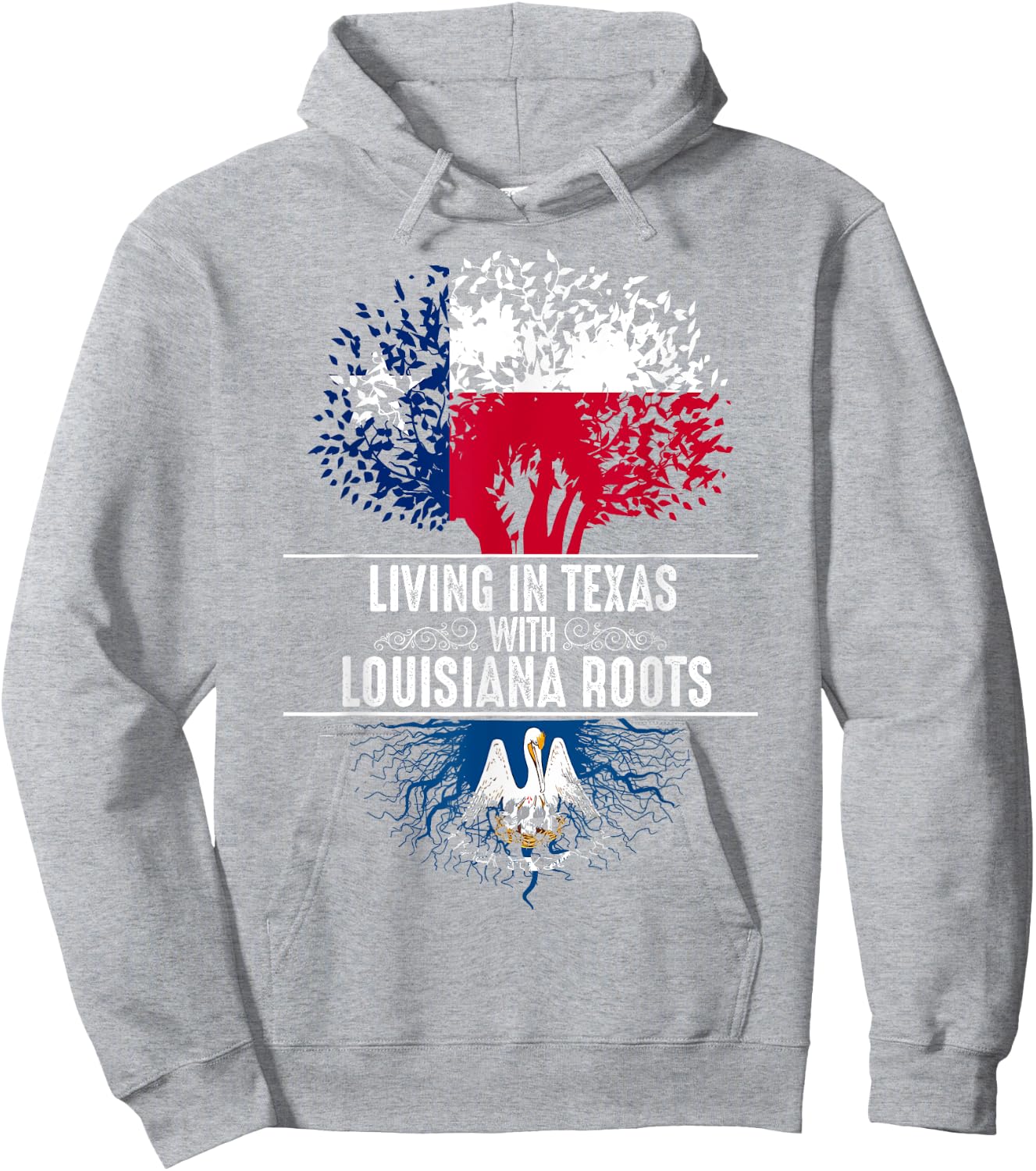 Texas Home Louisiana Roots State Tree Flag Shirt Love Gift Hoodie - Hoodie | Ash
