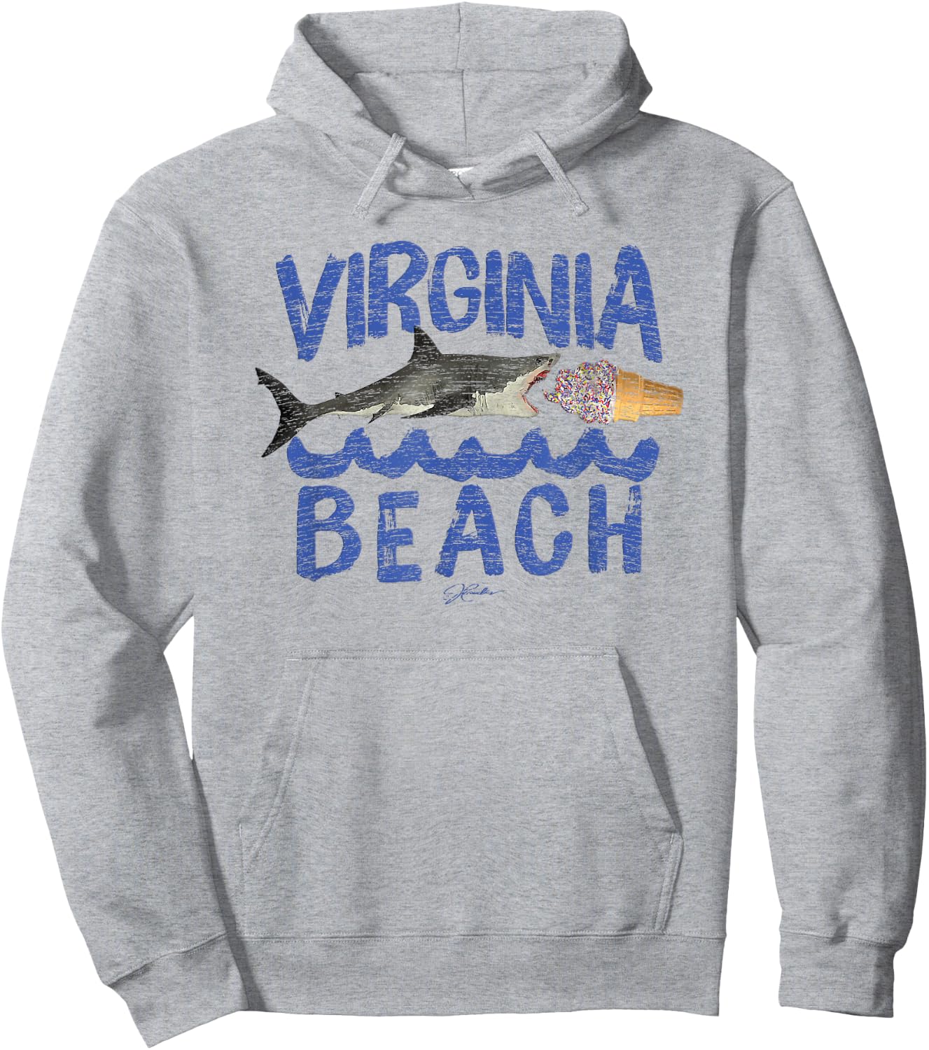 JCombs: Virginia Beach, VA, Great White Shark Eats Ice Cream Women Hoodie - Hoodie | Ash