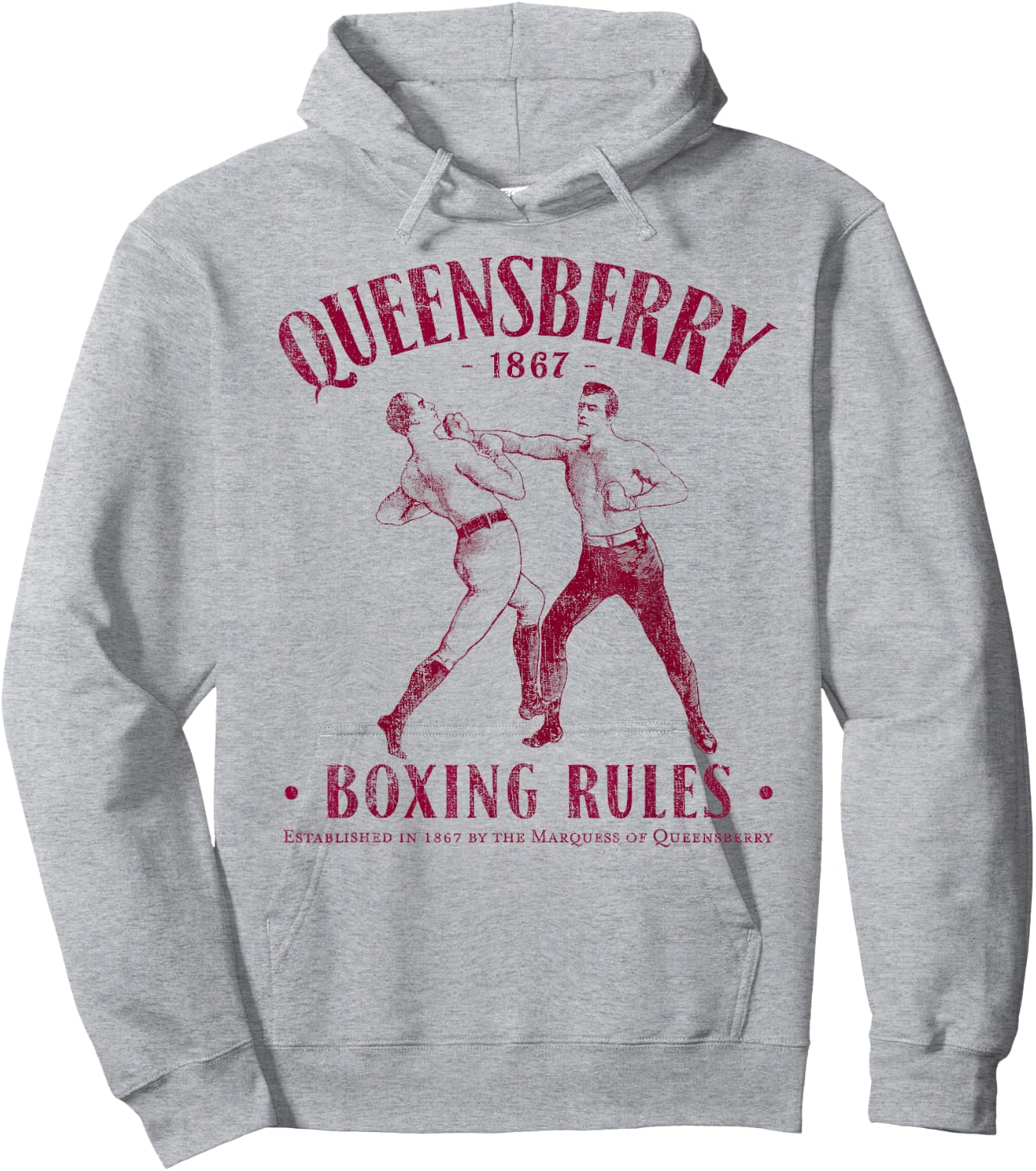 Distressed Vintage Boxing - Queensbury Boxing Rules Hoodie - Hoodie | Ash
