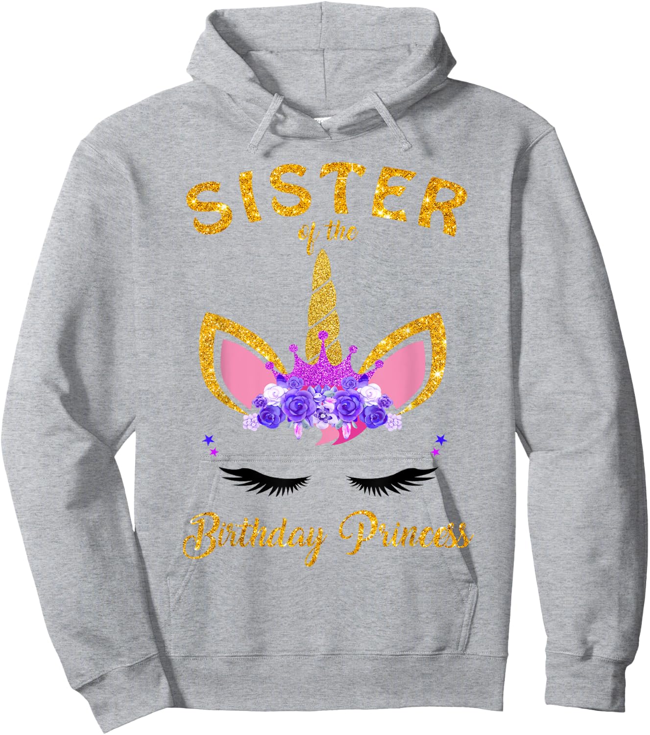 Sister Of The Unicorn Birthday Princess Birthday Girl Party Hoodie - Hoodie | Ash