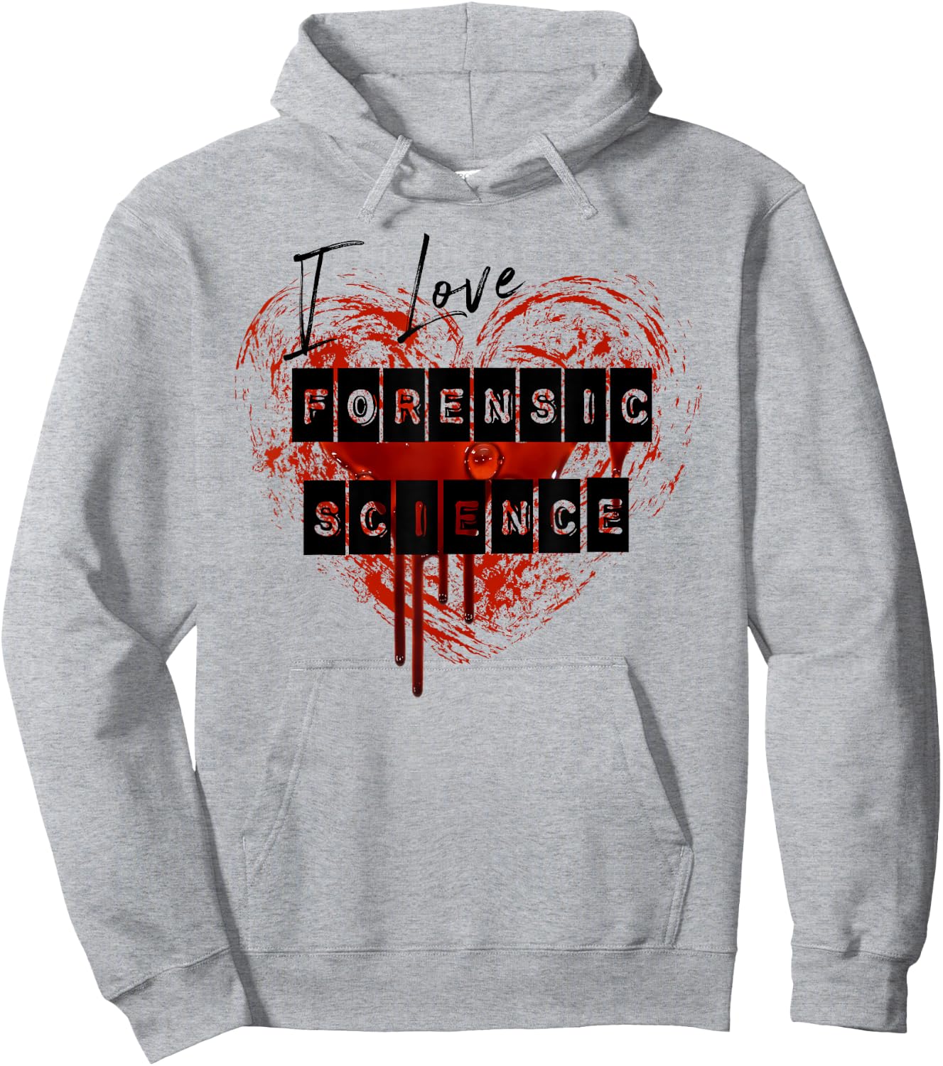 I Love Forensic Science with a bloody heart T shirt Hoodie - Hoodie | Ash