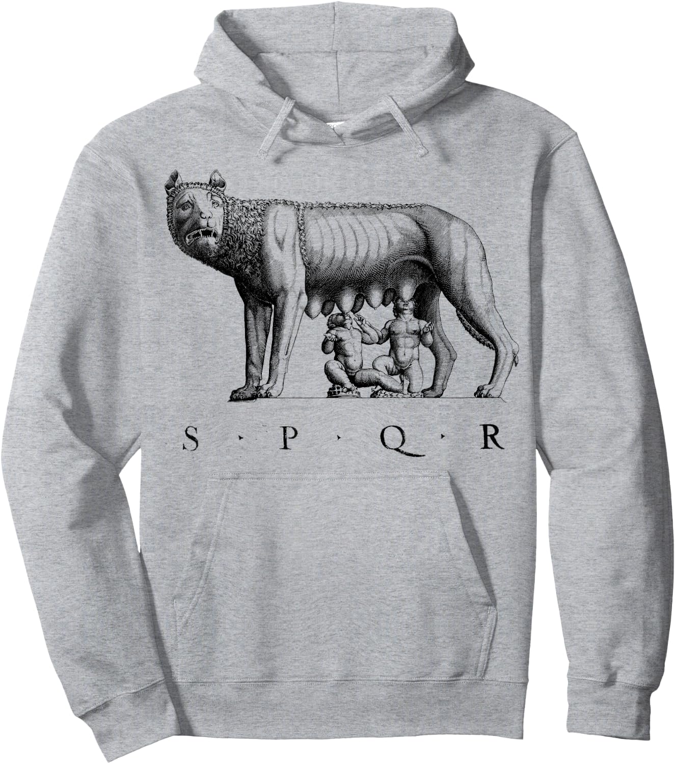 SPQR Roman Rome Wolf Romulus Remus Hoodie - Hoodie | Ash