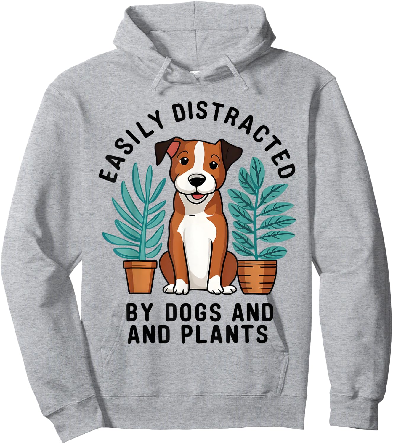 Easily Distracted By Dogs and Plants Gardening Gardeners Hoodie - Hoodie | Ash