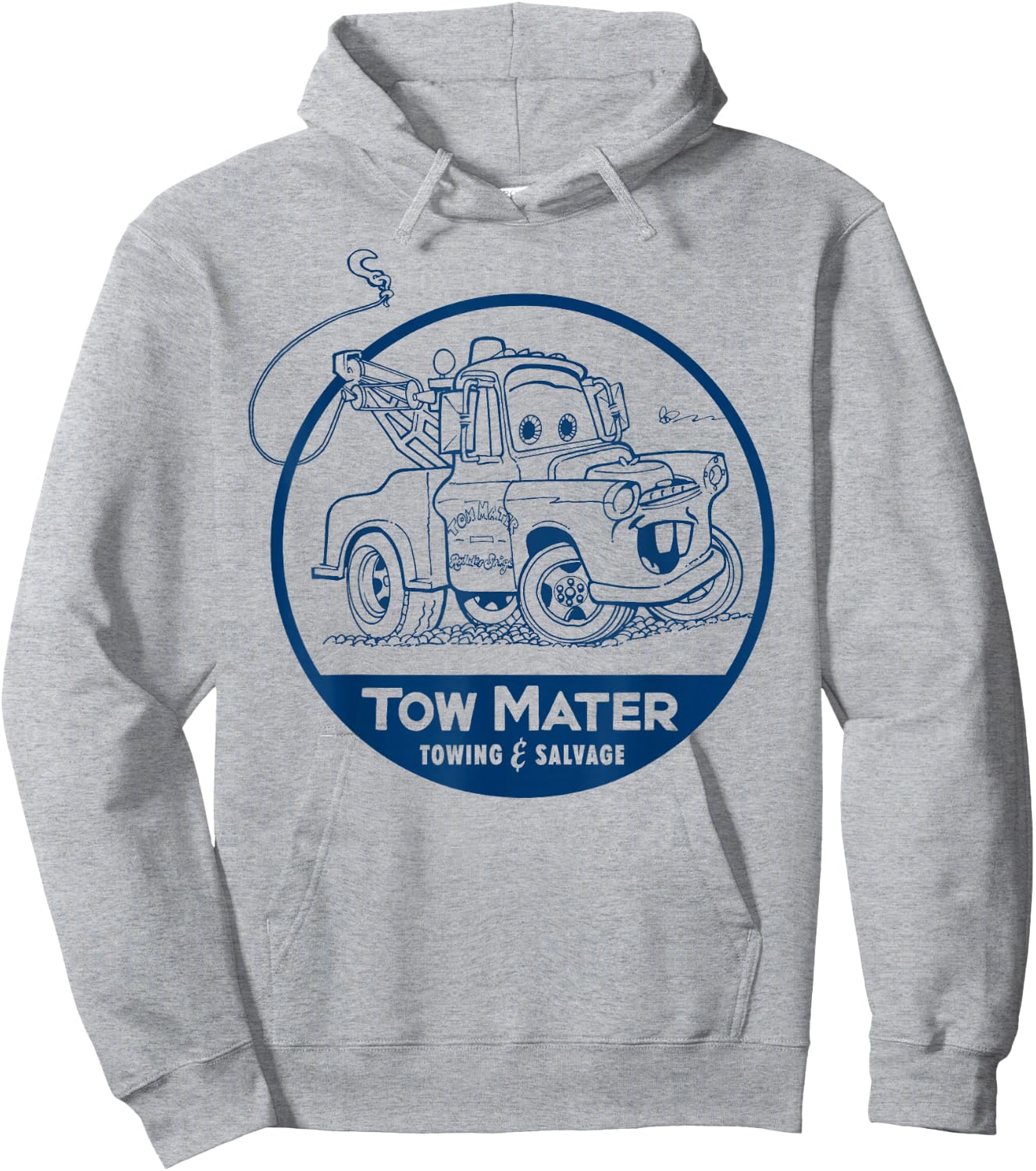 Disney Pixar Cars Tow Mater Salvage Vintage Sketch Badge Hoodie - Hoodie | Ash