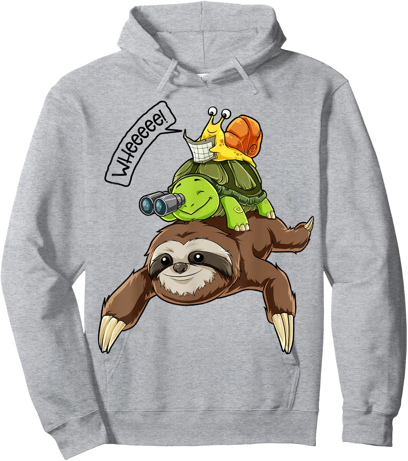 Sloth Turtle Snail T Shirt Piggyback Running Riding Team Hoodie - Hoodie | Ash