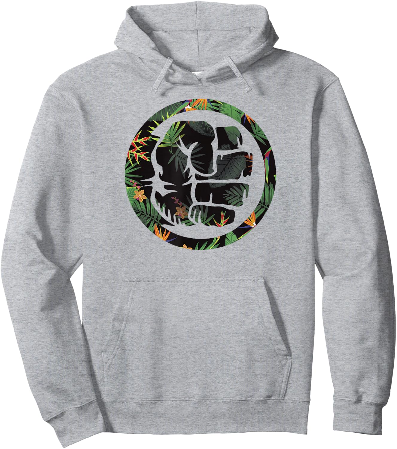 Marvel Hulk Fist Smash Logo Tropical Pattern Graphic Hoodie - Hoodie | Ash
