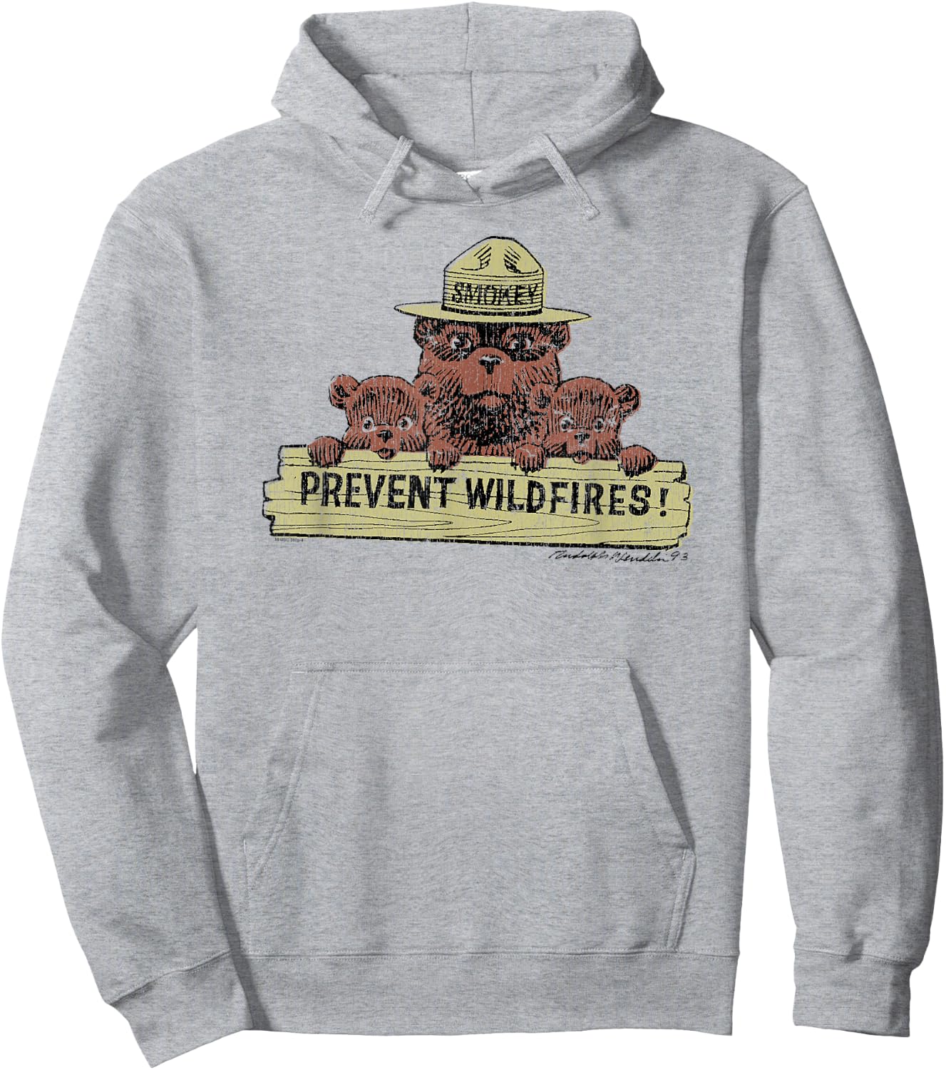 Smokey Bear Prevent Wildfires Sign with Cubs Hoodie - Hoodie | Ash