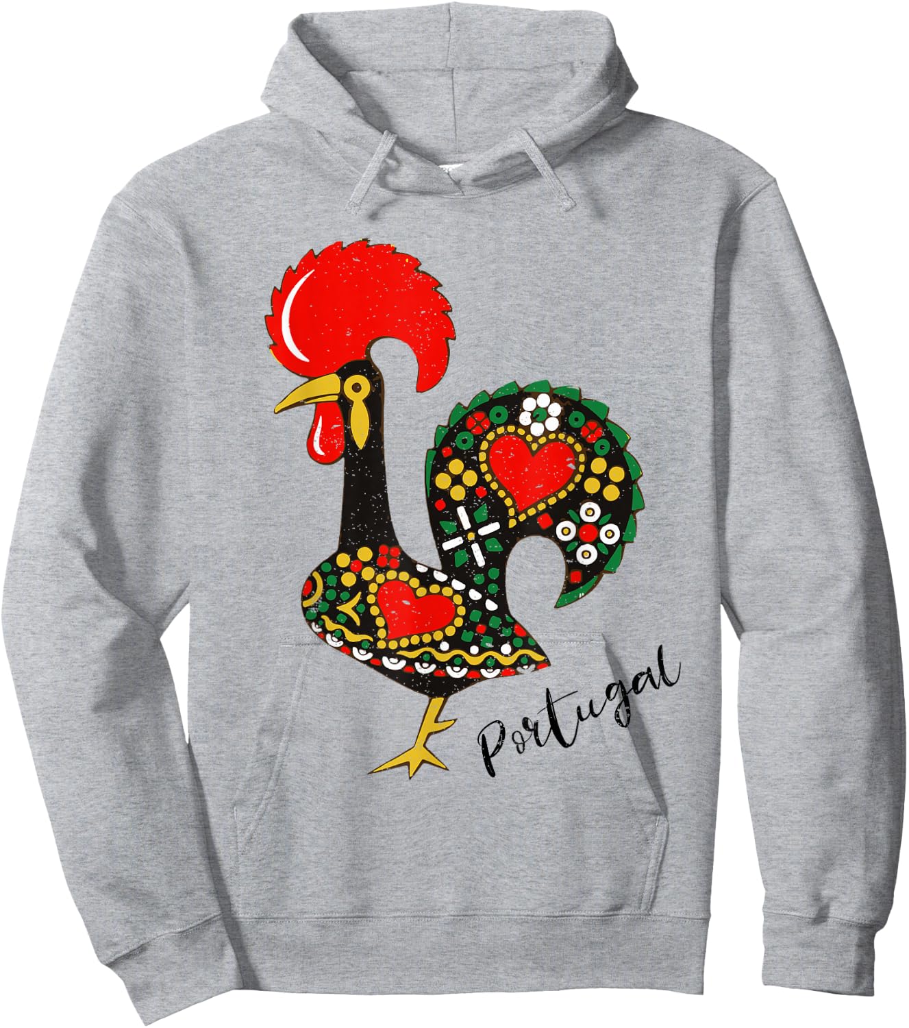 Galo de Barcelos - Portuguese Rooster Design Hoodie - Hoodie | Ash