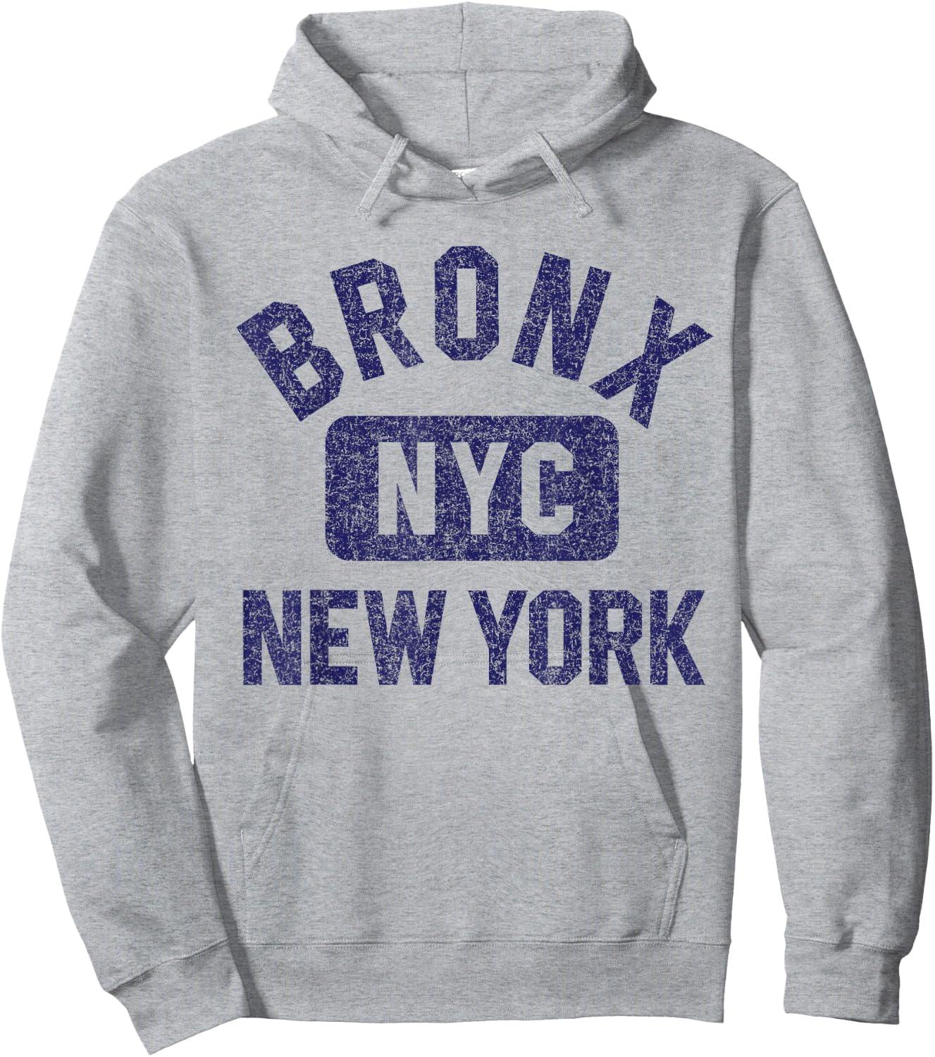 Bronx NYC New York Gym Style Distressed Dark Blue Print Hoodie - Hoodie | Ash