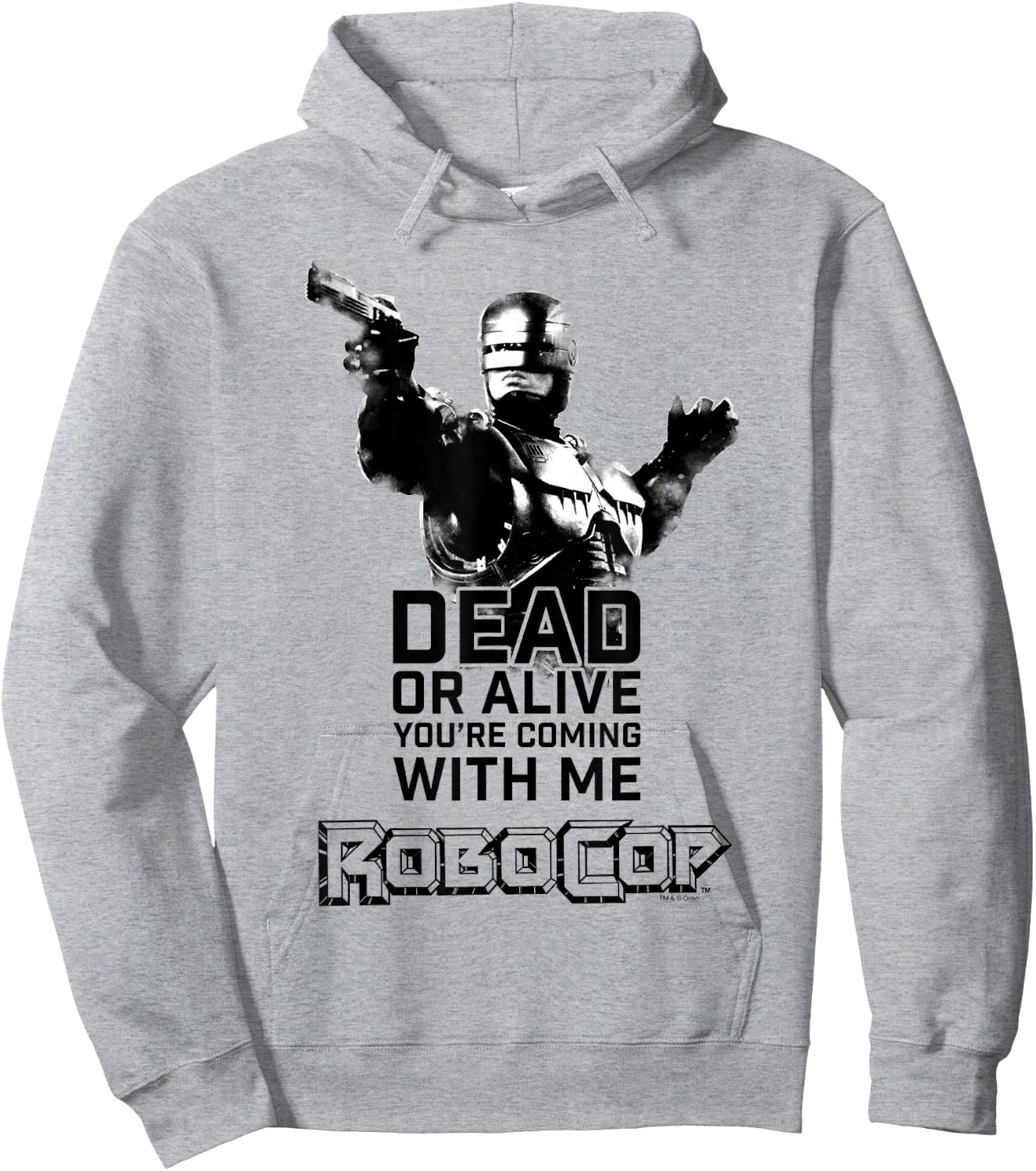 RoboCop Dead Or Alive You're Coming With Me Portrait Logo Hoodie - Hoodie | Ash