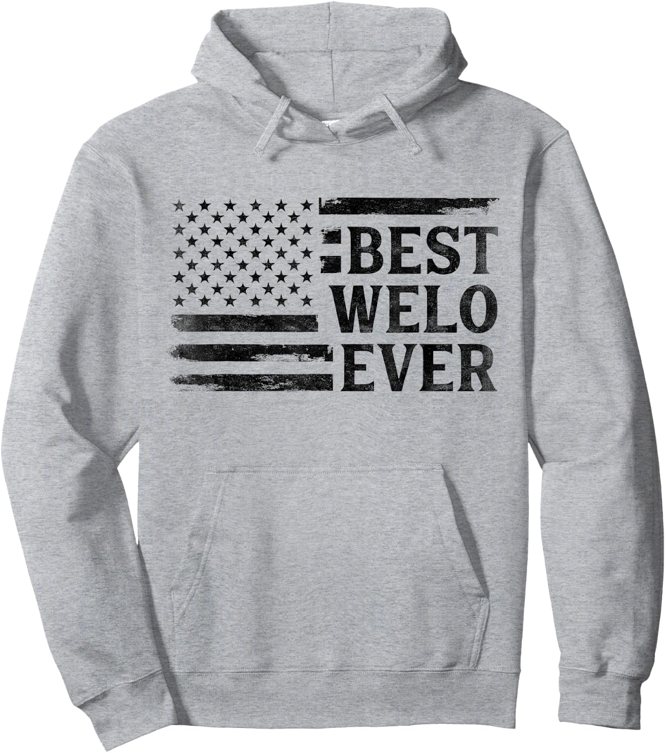 Best Welo Ever Black Vintage USA Flag Father's Day Hoodie - Hoodie | Ash