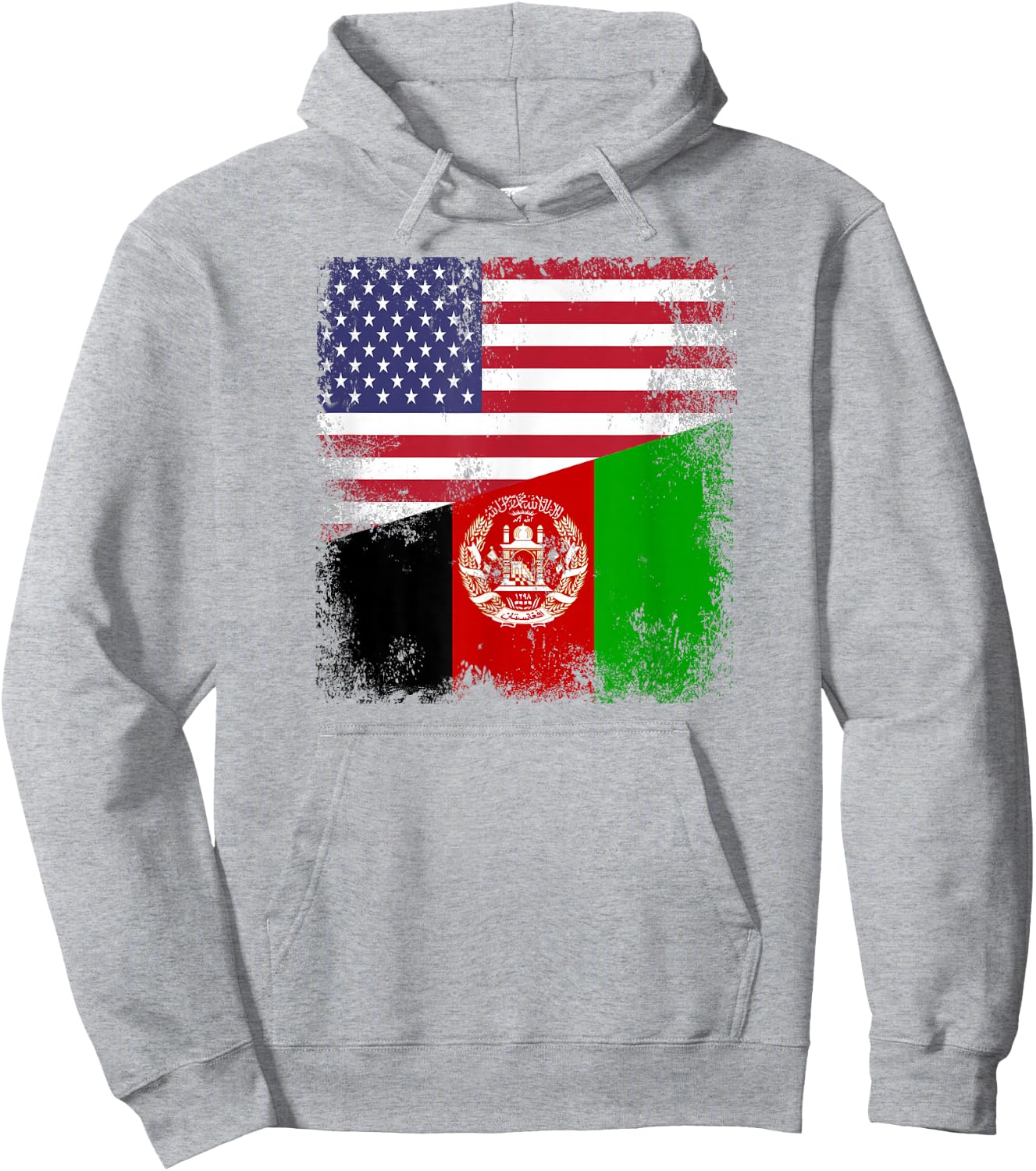 Half Afghan Flag | Vintage Afghanistan USA Gift Hoodie - Hoodie | Ash