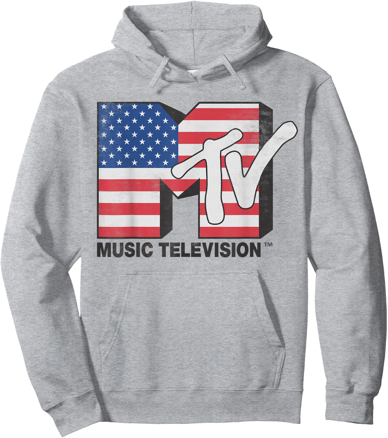MTV American Flag Stars And Stripes Logo Hoodie - Hoodie | Ash