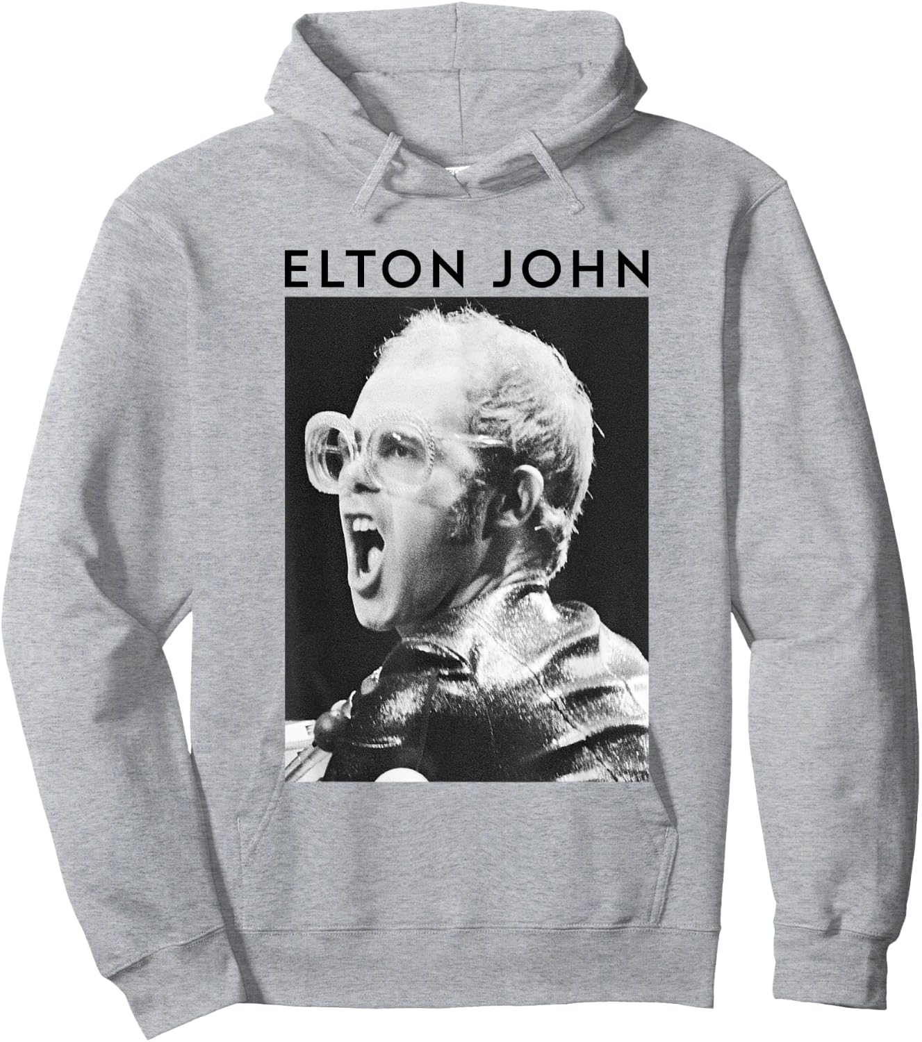 Elton John Official Black & White Photo Hoodie - Hoodie | Ash