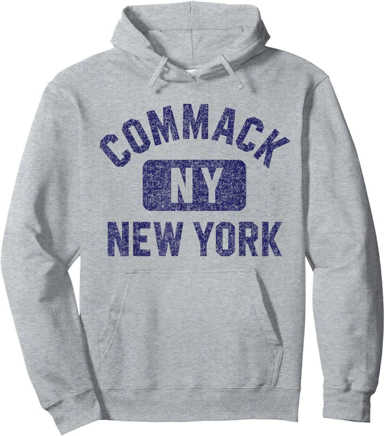 Commack NY New York Gym Style Distressed Dark Blue Print Hoodie - Hoodie | Ash