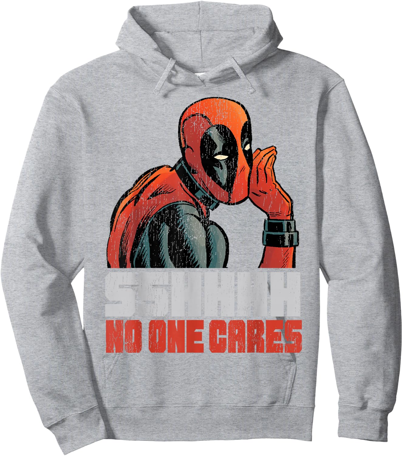Marvel Deadpool SHHH No One Cares Whisper Graphic C1 Hoodie - Hoodie | Ash