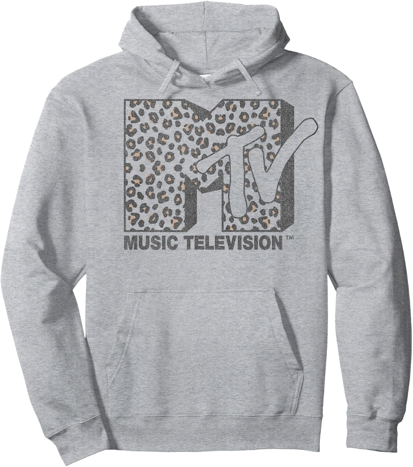 MTV Music Television Cheetah Print Logo Fill Hoodie - Hoodie | Ash