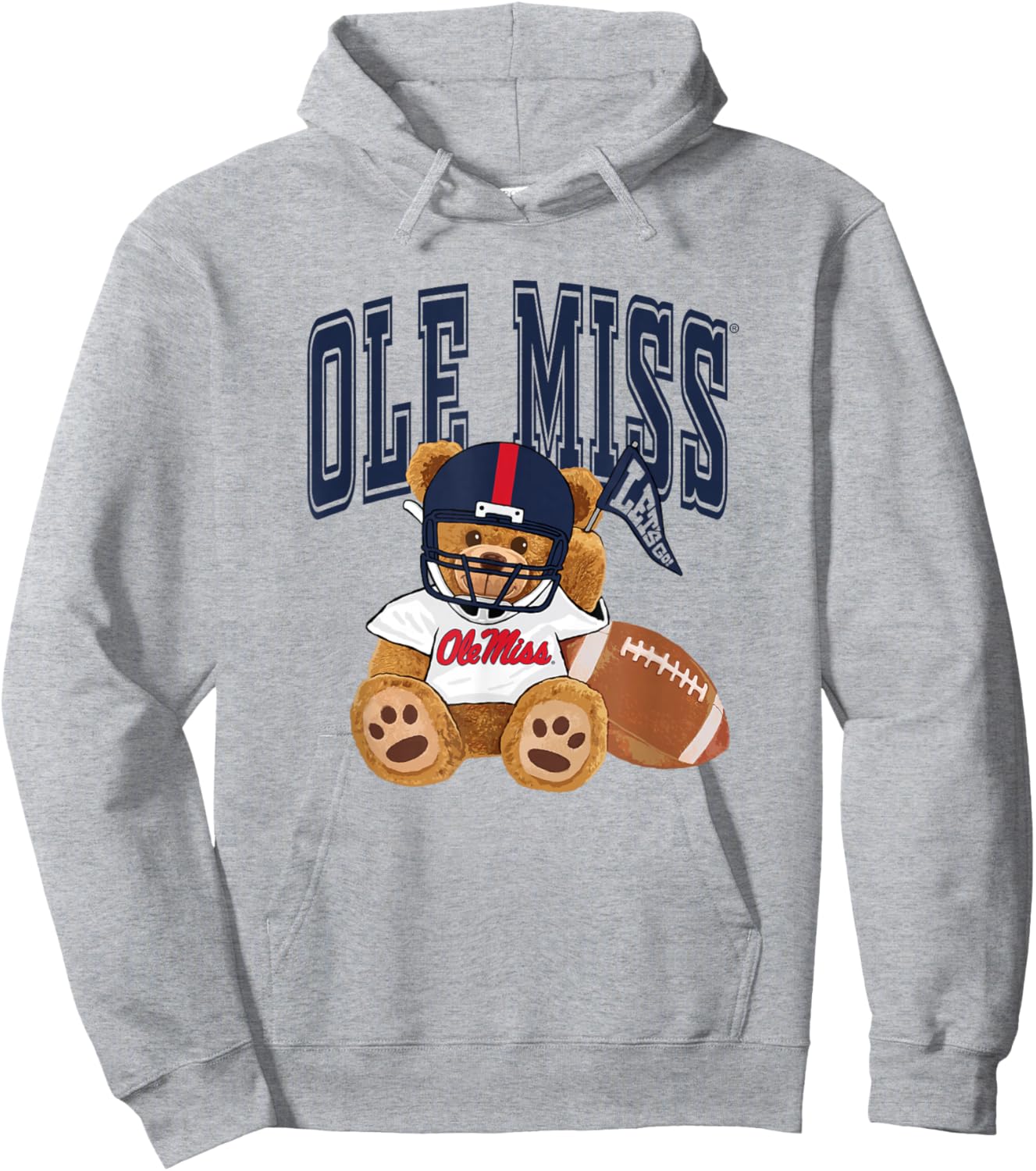 Mississippi Ole Miss Rebels Football Teddy Bear White Hoodie - Hoodie | Ash