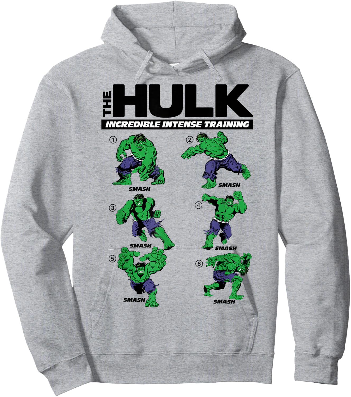 Marvel The Hulk 6 Incredible Intense Training Poses Hoodie - Hoodie | Ash