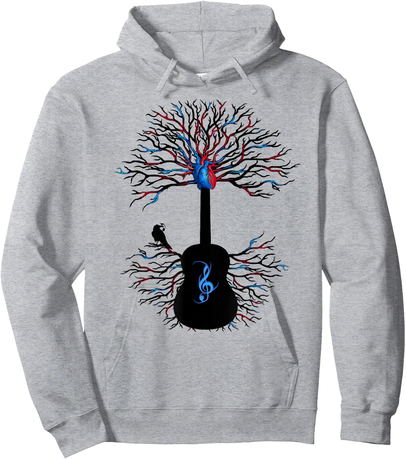 Acoustic Guitar Shirt, Music Tree of Life Guitarist Gift Hoodie - Hoodie | Ash