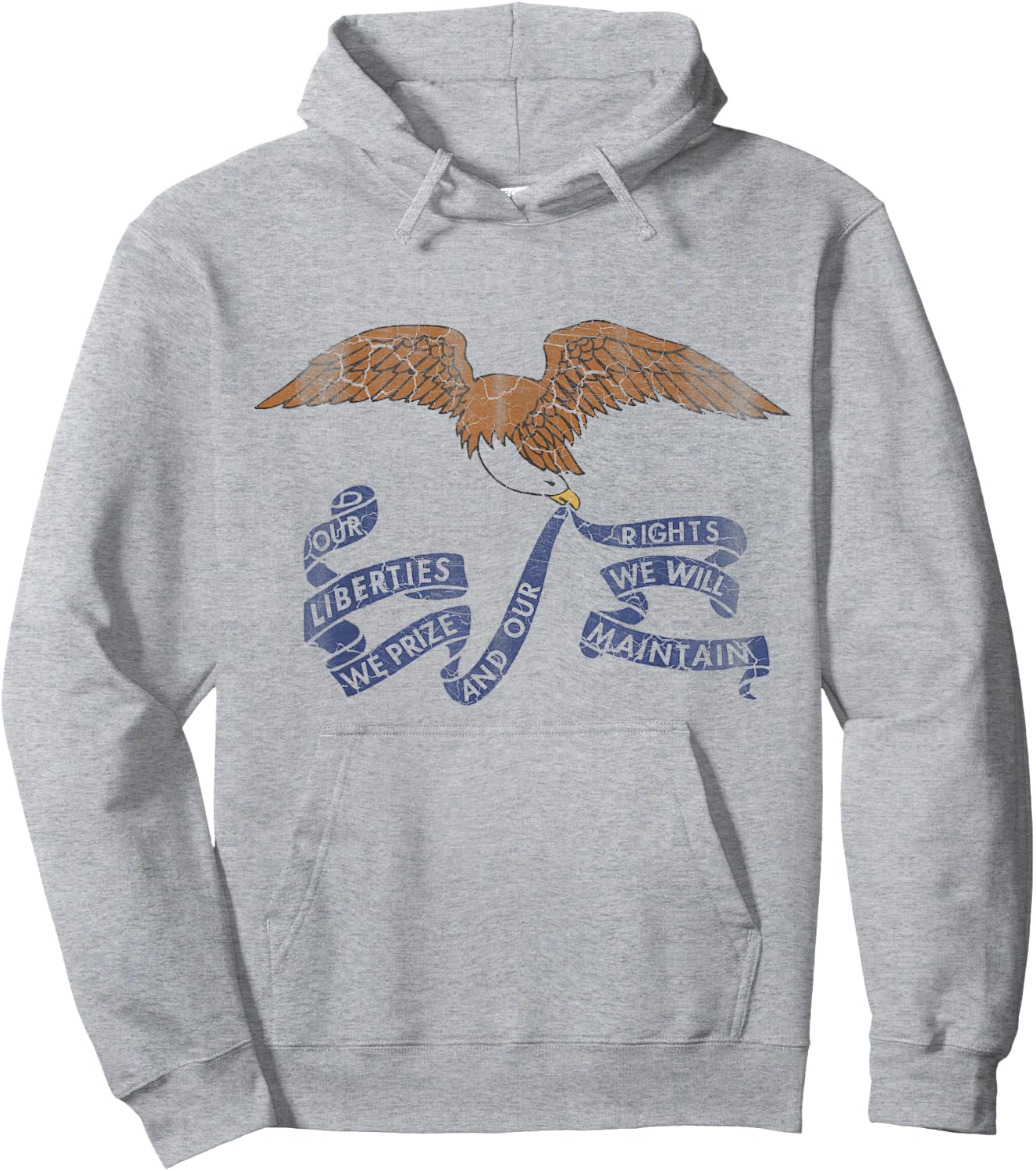 Iowa Flag Retro Distressed Hoodie - Hoodie | Ash