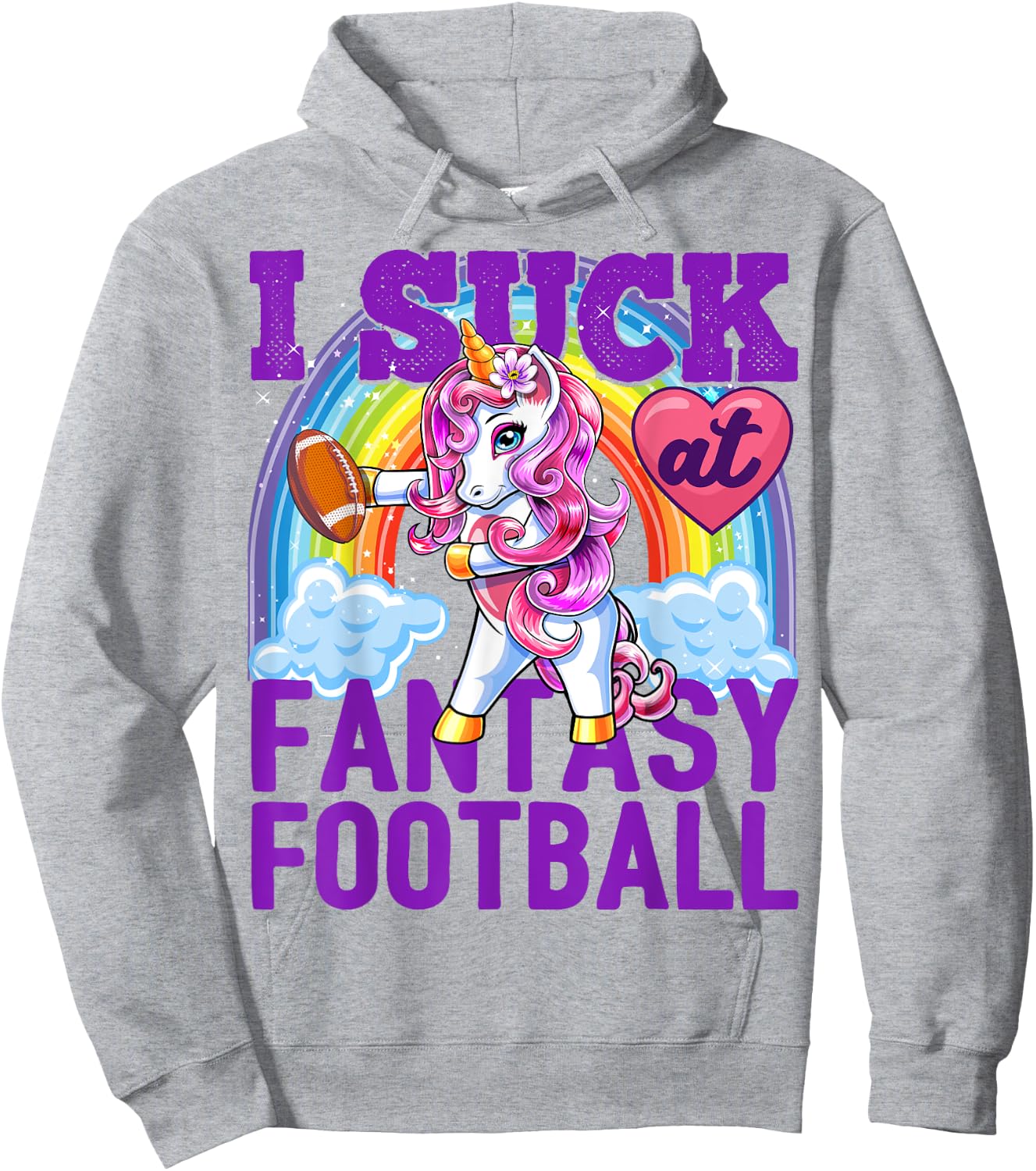 I Suck at Fantasy Football Flossing Unicorn Loser Shirt Men Hoodie - Hoodie | Ash