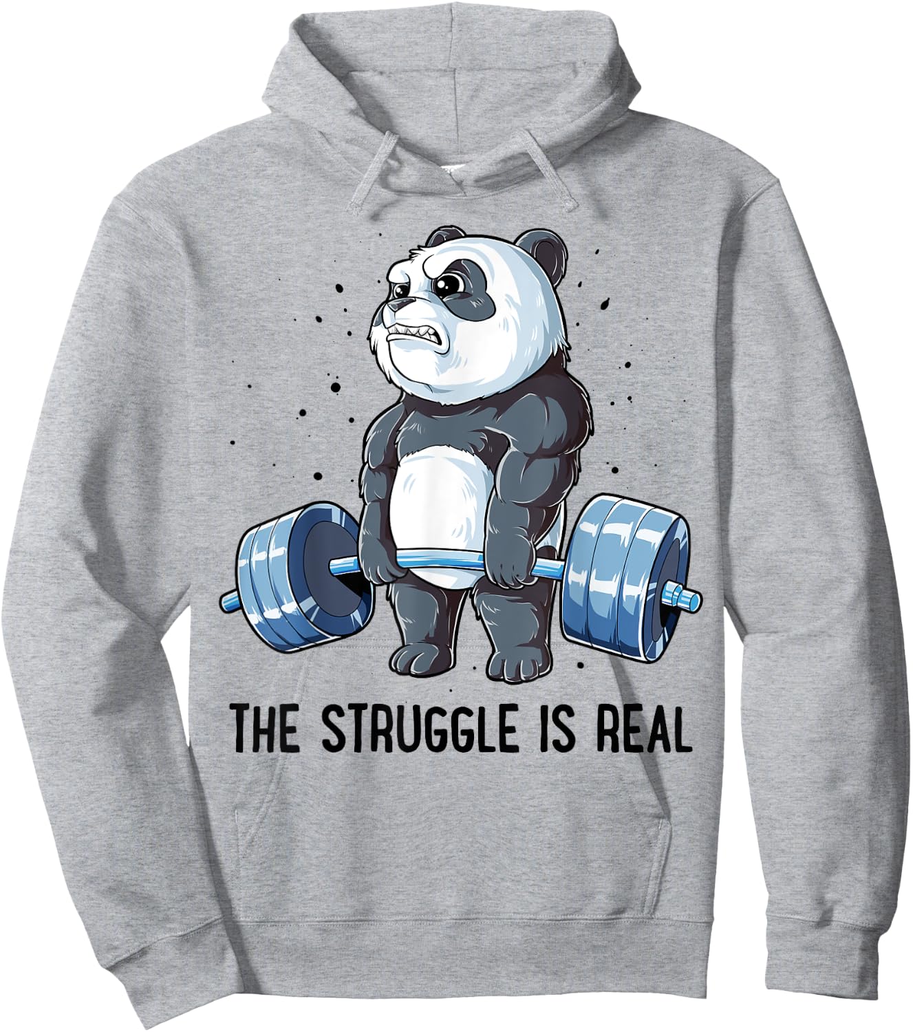 Panda The Struggle Is Real Weightlifting Fitness Gym Funny Hoodie - Hoodie | Ash