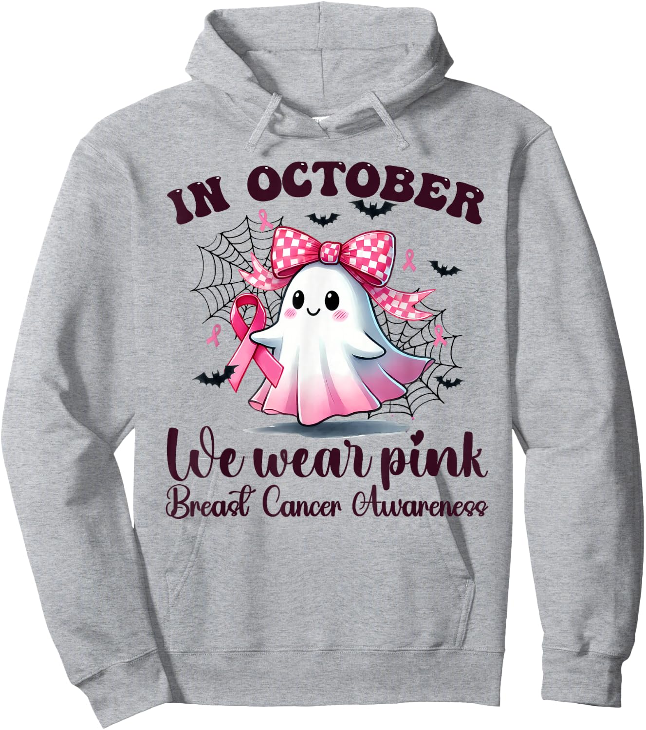 Halloween In October We Wear Pink Breast Cancer Awareness Hoodie - Hoodie | Ash