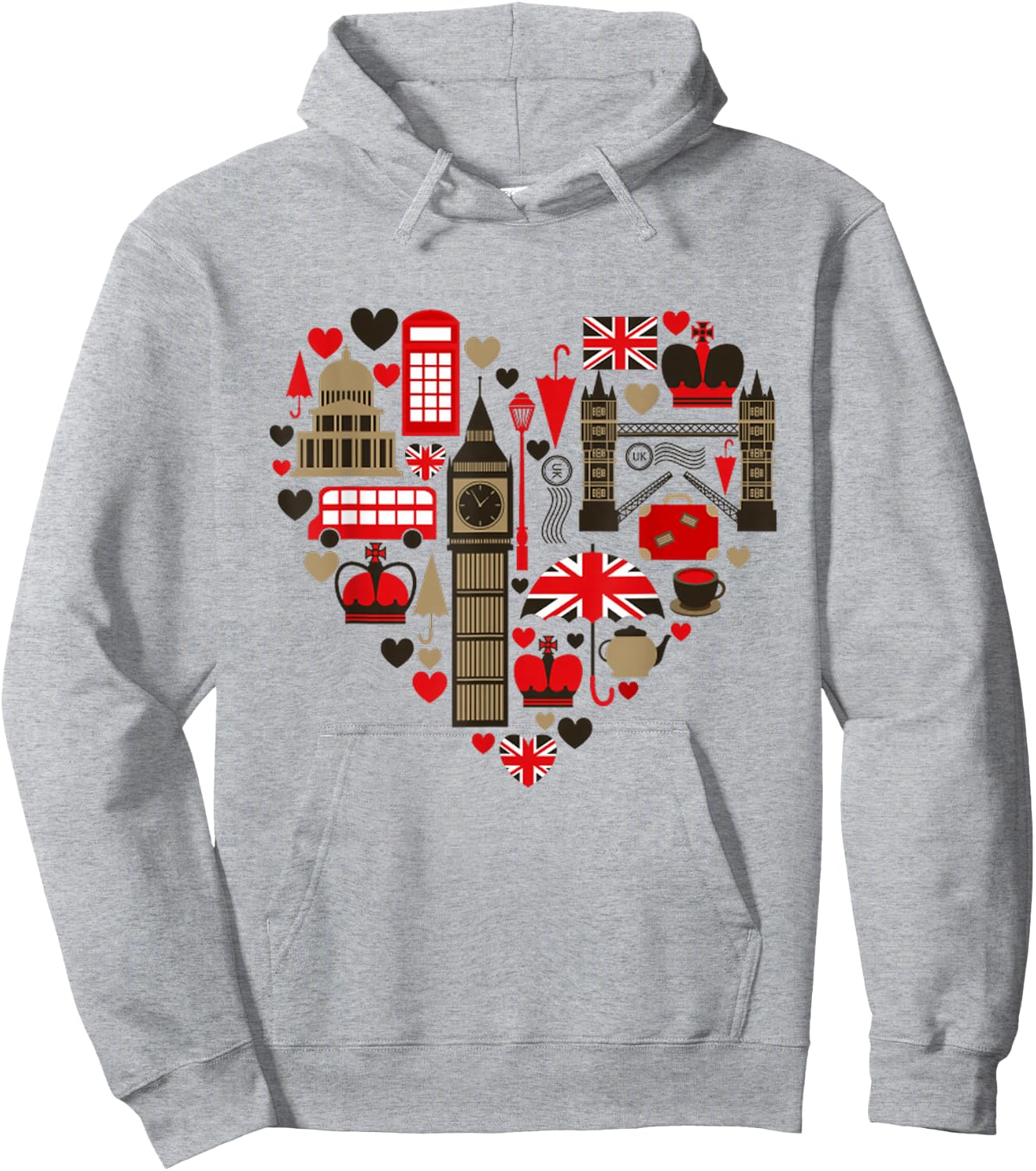 Vintage London I Love Travel Wanderlust Union Jack Hoodie - Hoodie | Ash