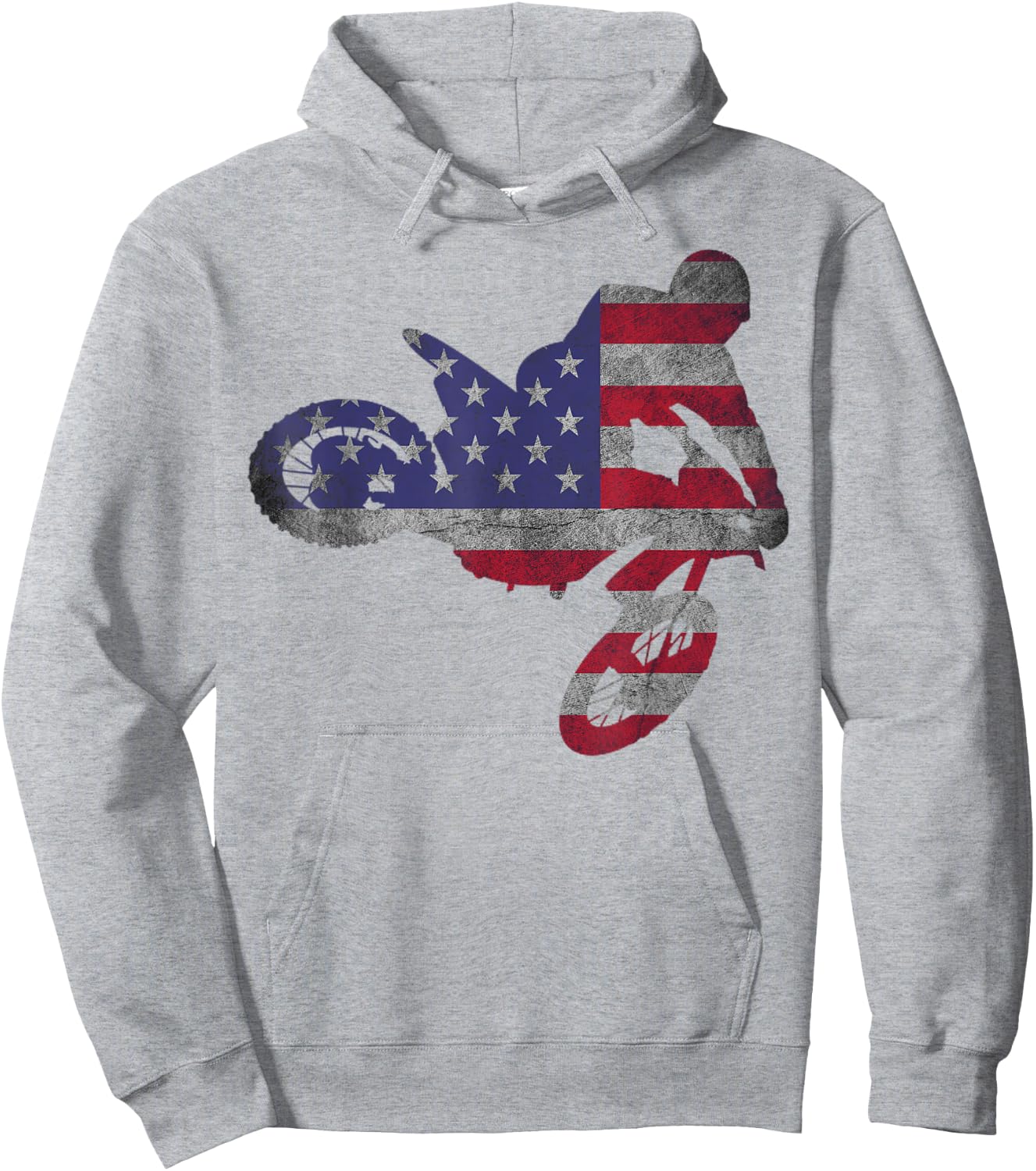 Dirt Bike American Flag | Motocross Enduro Shirt Hoodie - Hoodie | Ash