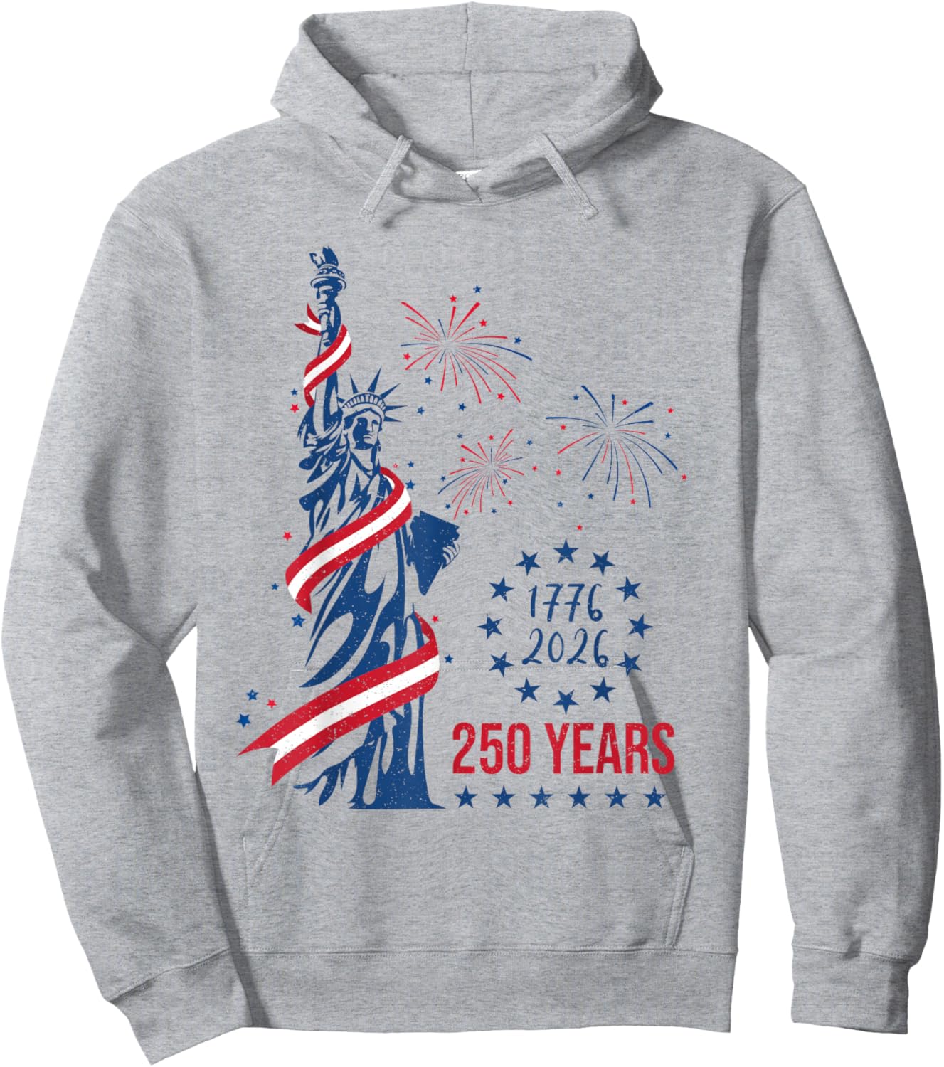 250 Years Statue of Liberty Fireworks 4th of July 2026 Hoodie - Hoodie | Ash