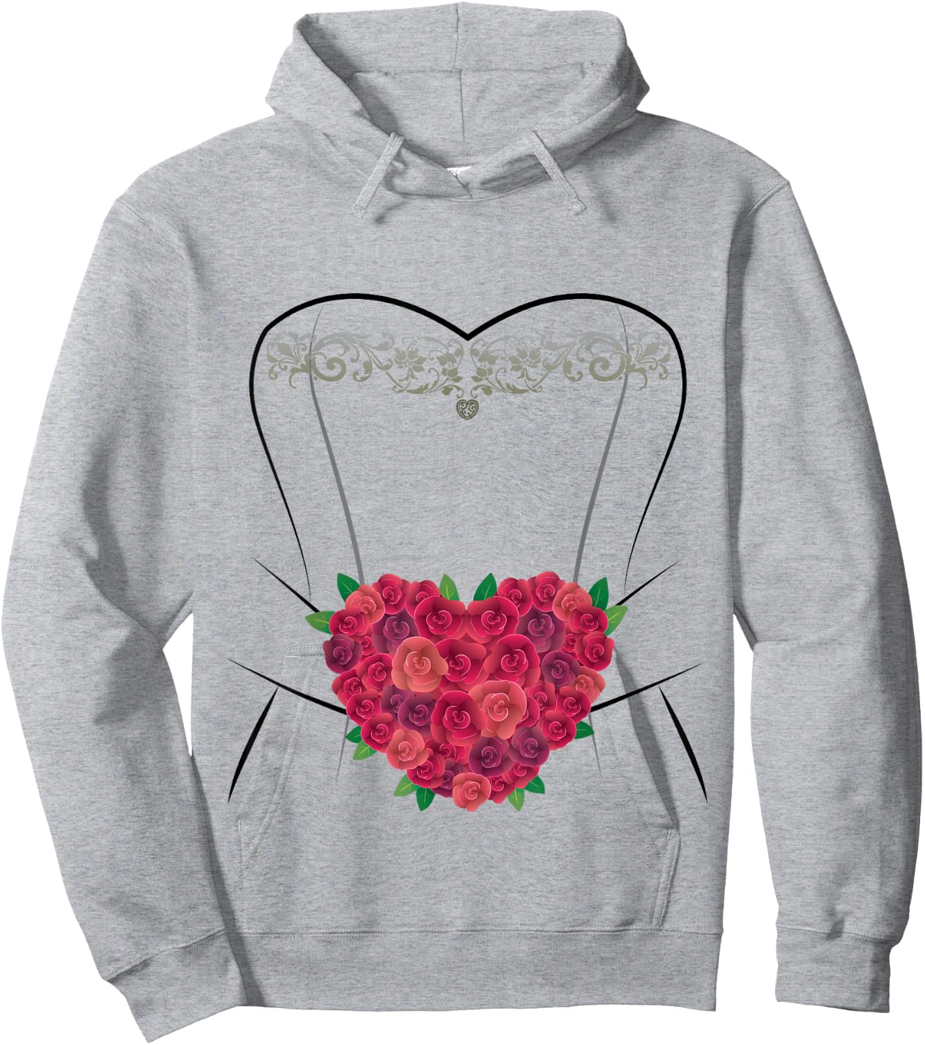 Wedding Dress T Shirt, Simple Marriage Bridal Shower Gifts Hoodie - Hoodie | Ash