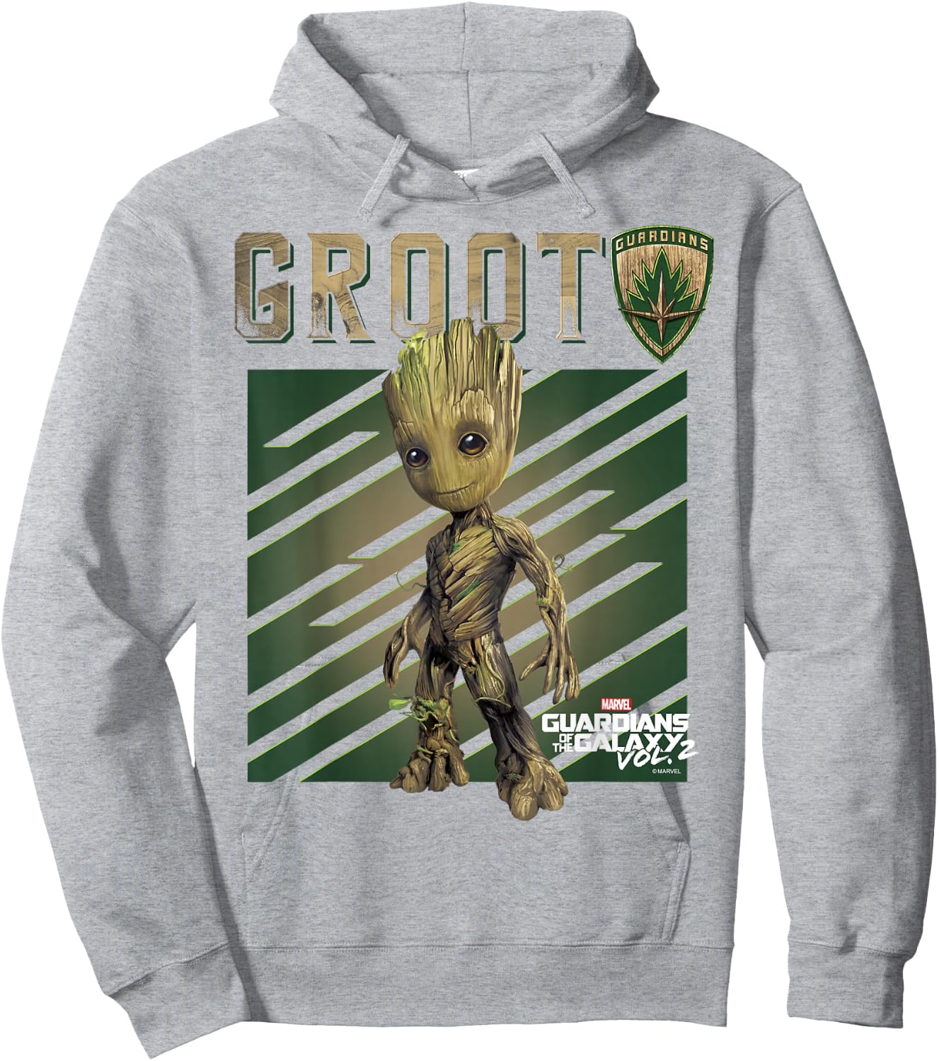 Marvel Guardians Vol. 2 Baby Groot Shield Graphic C1 Hoodie - Hoodie | Ash