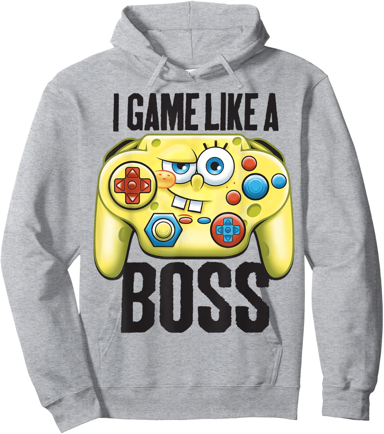 Spongebob SquarePants I Game Like A Boss Short Sleeve Hoodie - Hoodie | Ash