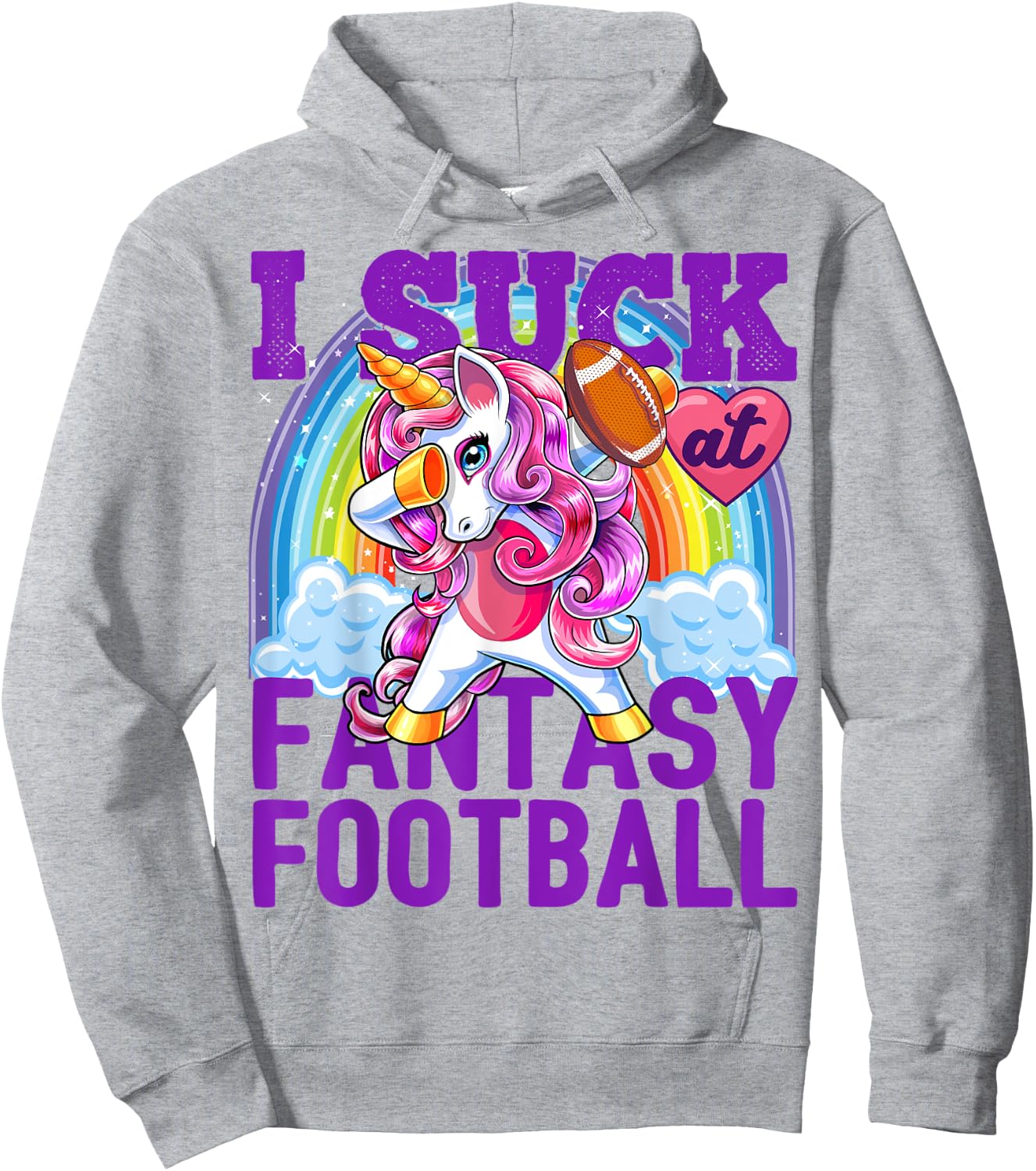 I Suck at Fantasy Football Dabbing Unicorn Loser Shirt Men Hoodie - Hoodie | Ash