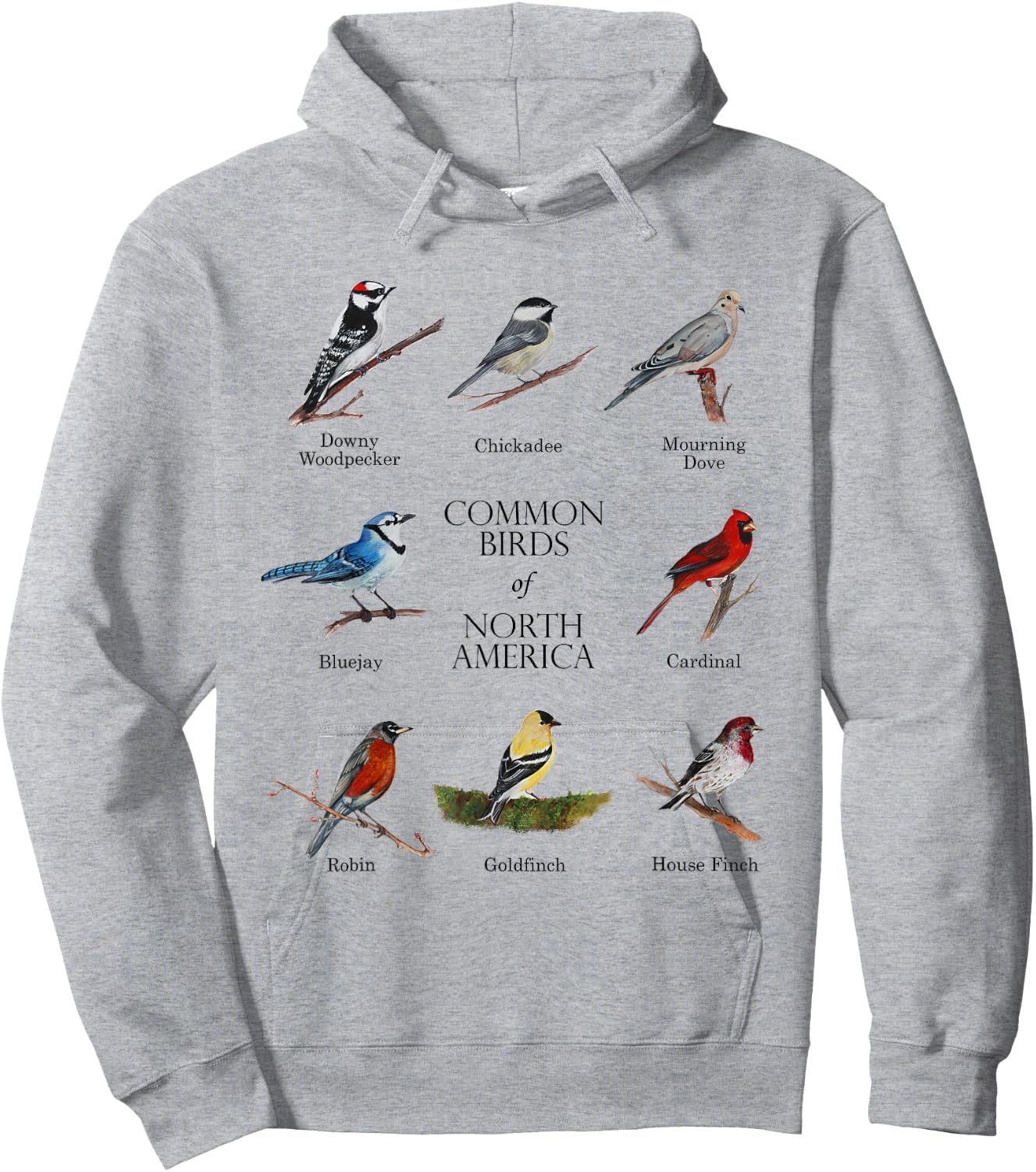 Birds of North America, Bird Lover or Watcher Hoodie - Hoodie | Ash