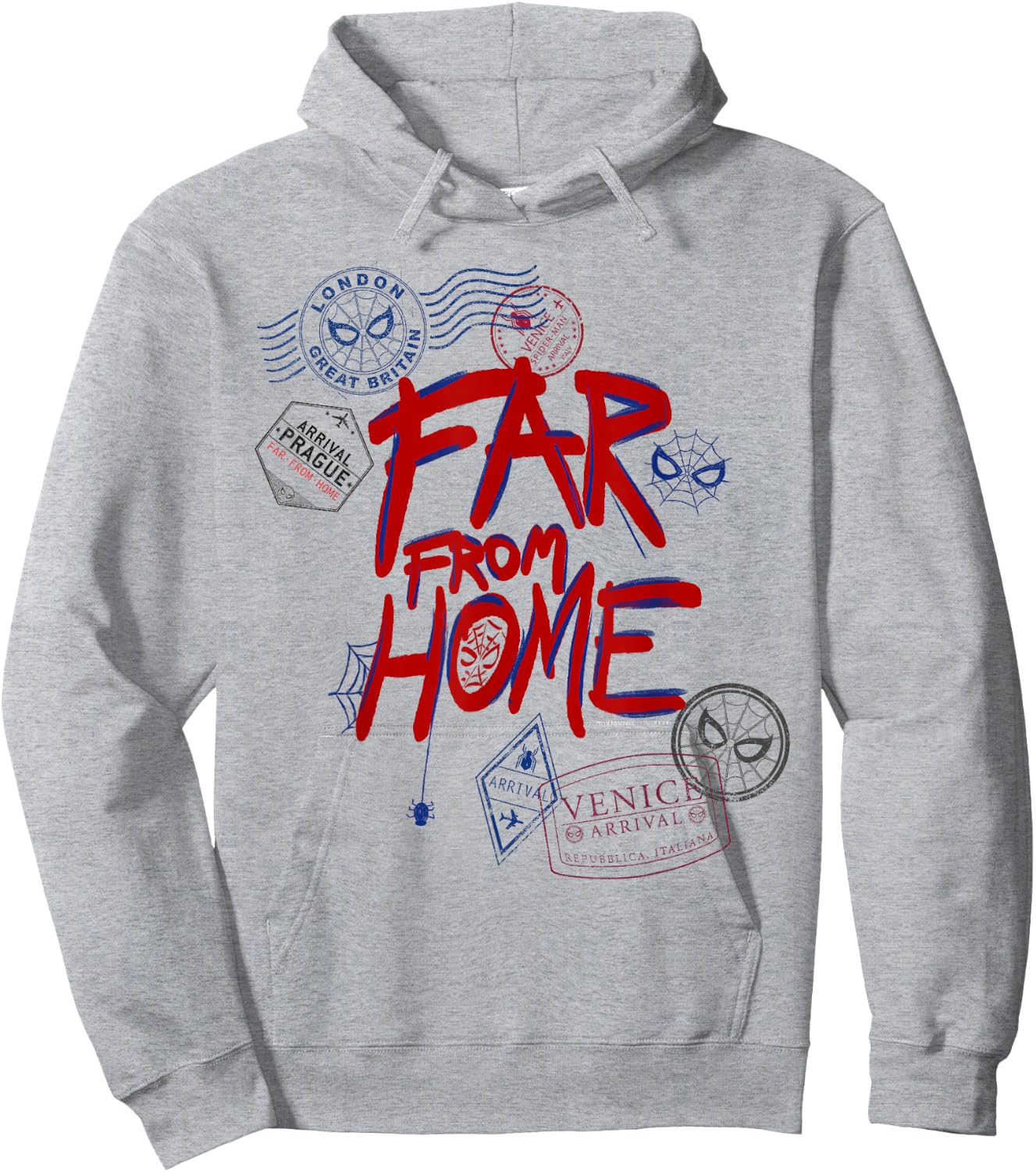 Marvel Spider-Man: Far From Home Travel Stamps Hoodie - Hoodie | Ash