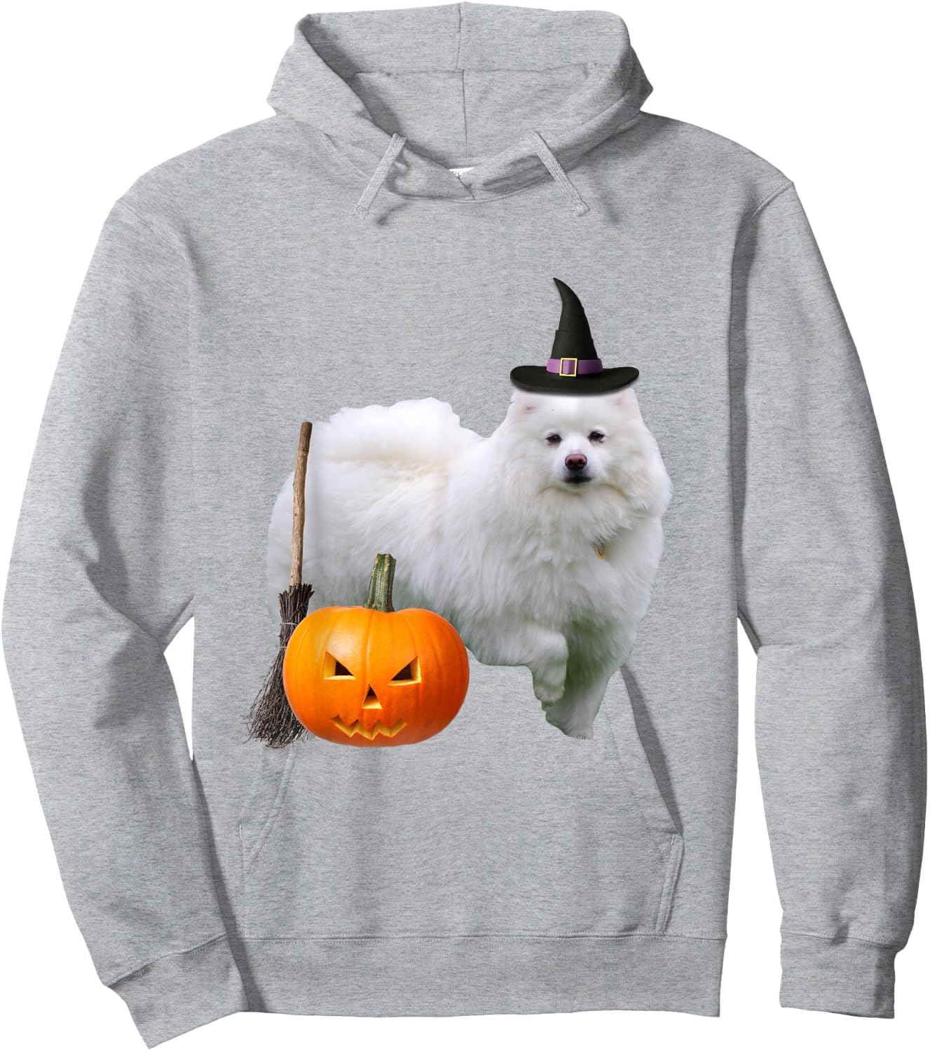 American Eskimo Witch Hat Halloween Dog Women Kids Hoodie - Hoodie | Ash