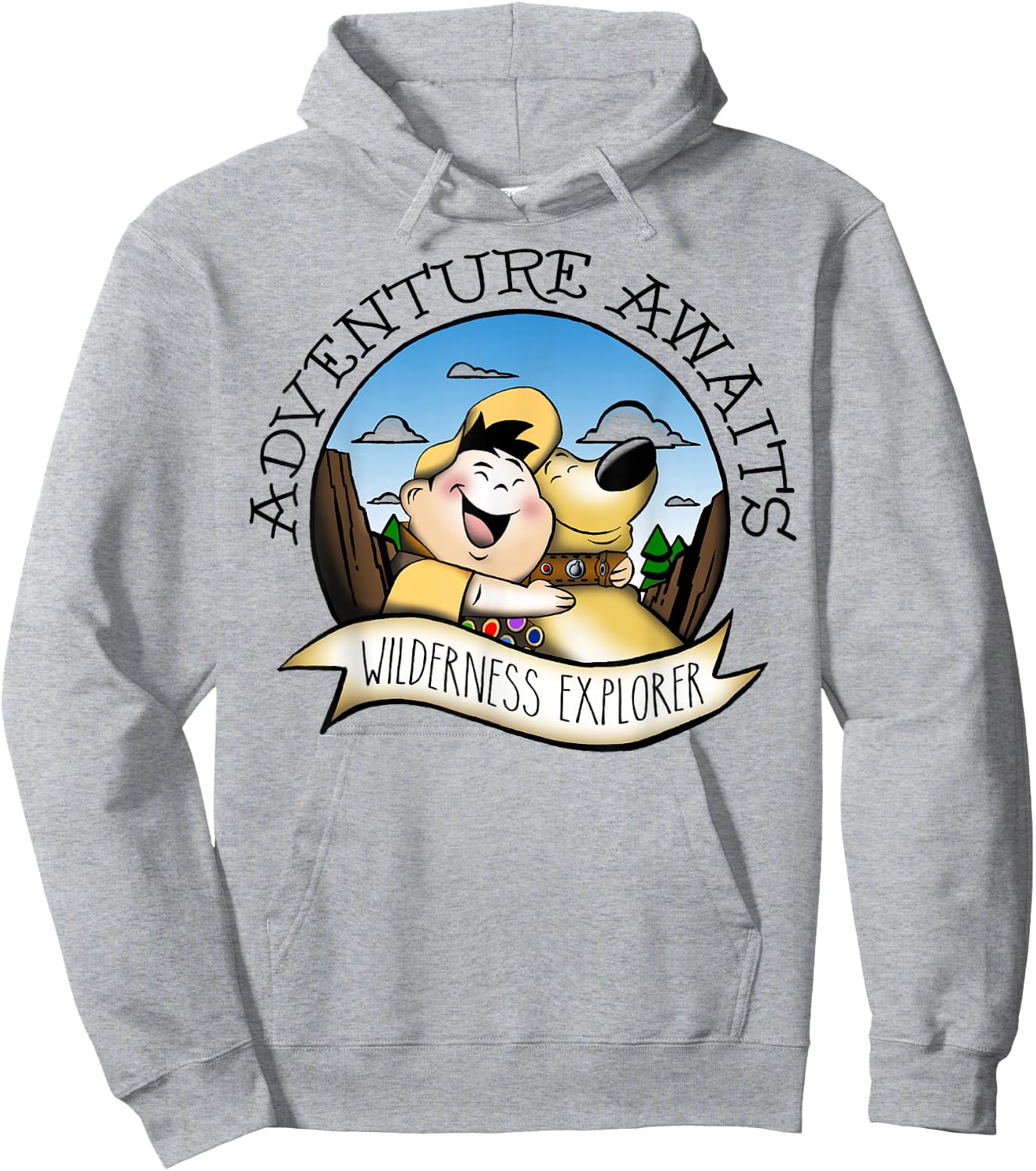 Disney Pixar Up Dug & Russell Wilderness Explorer Hoodie - Hoodie | Ash